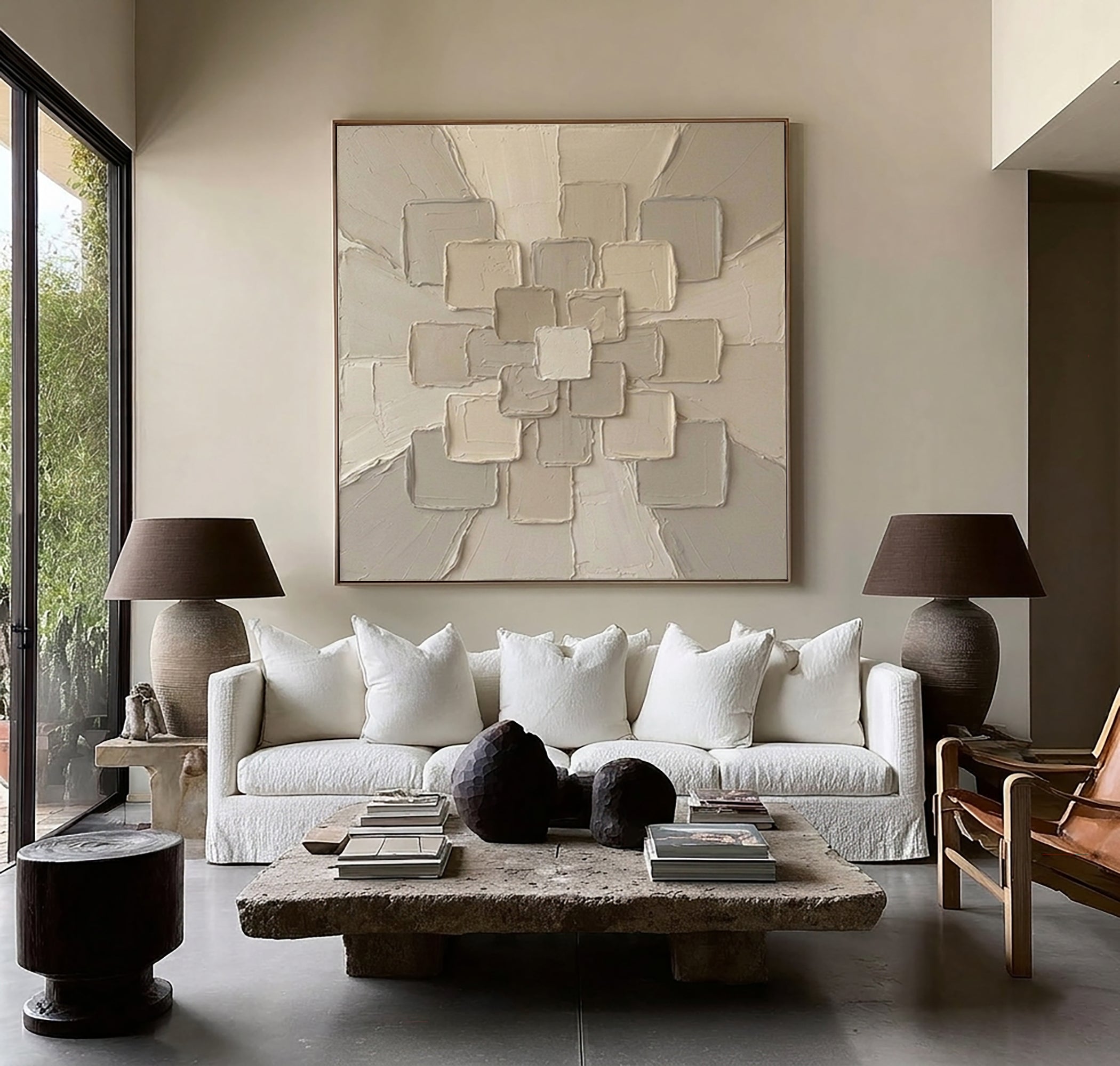 Large Architectural Radiance Wall Art Contemporary Neutral Textured Canvas Painting