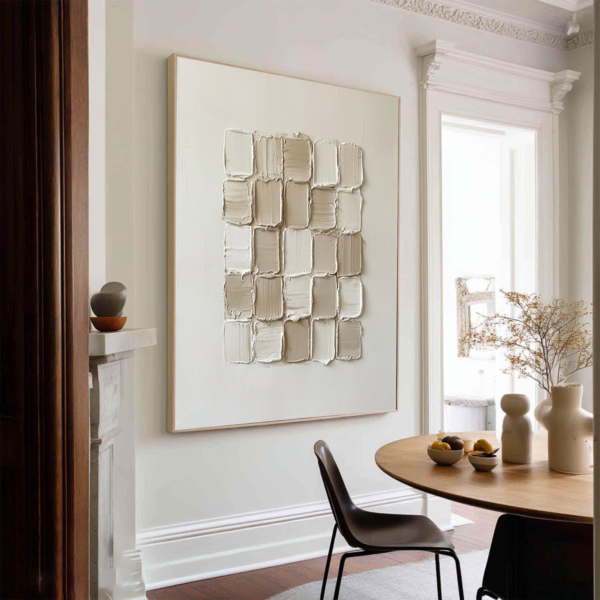 Large Modern Block Matrix Wall Art Contemporary Neutral Texture Painting