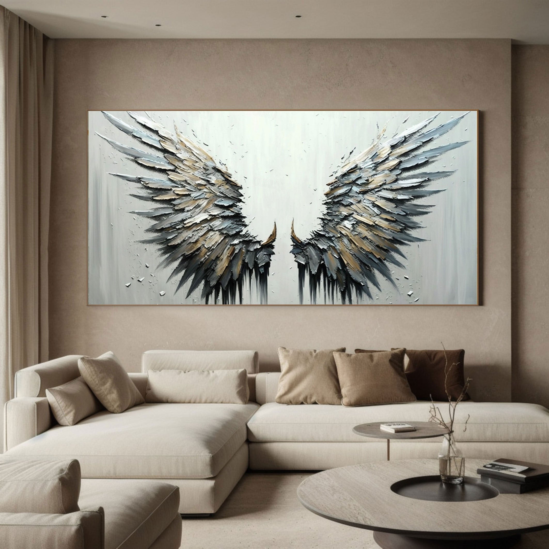 Handmade Angel Wing Art - Textured Abstract Painting