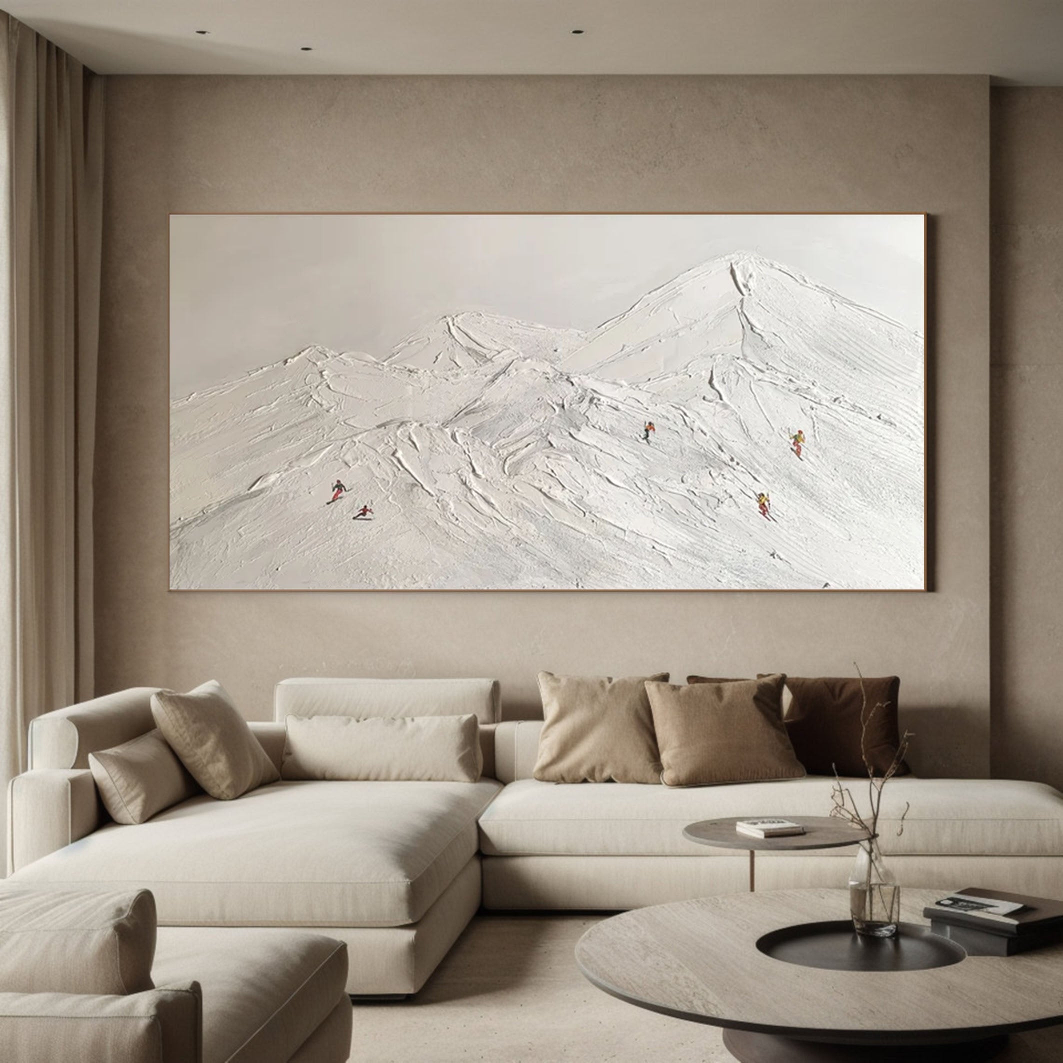 Elegant Skiing Landscape Painting with White Mountain for Home Decor #SPA004