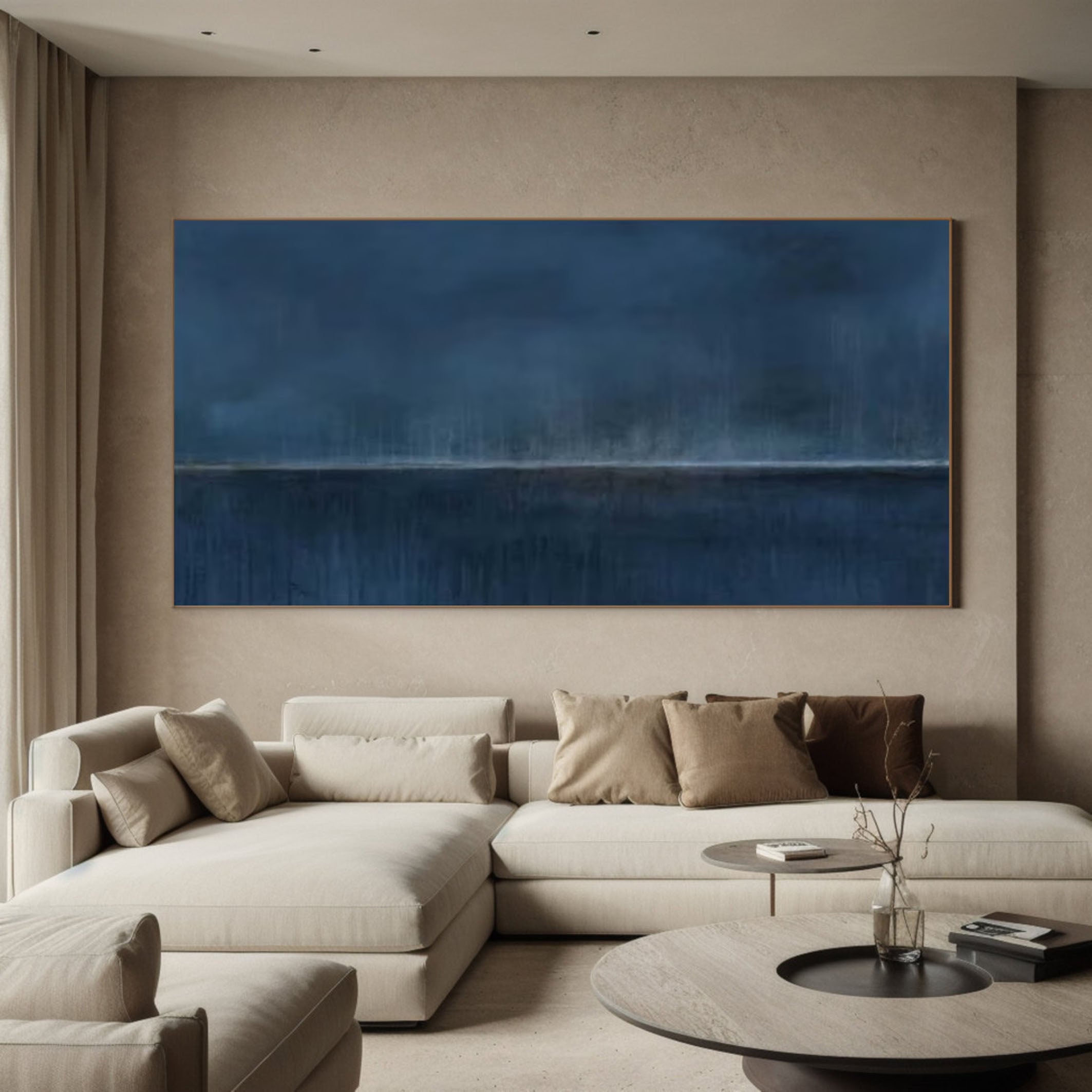 Large Blue Horizon Abstract Canvas Wall Art