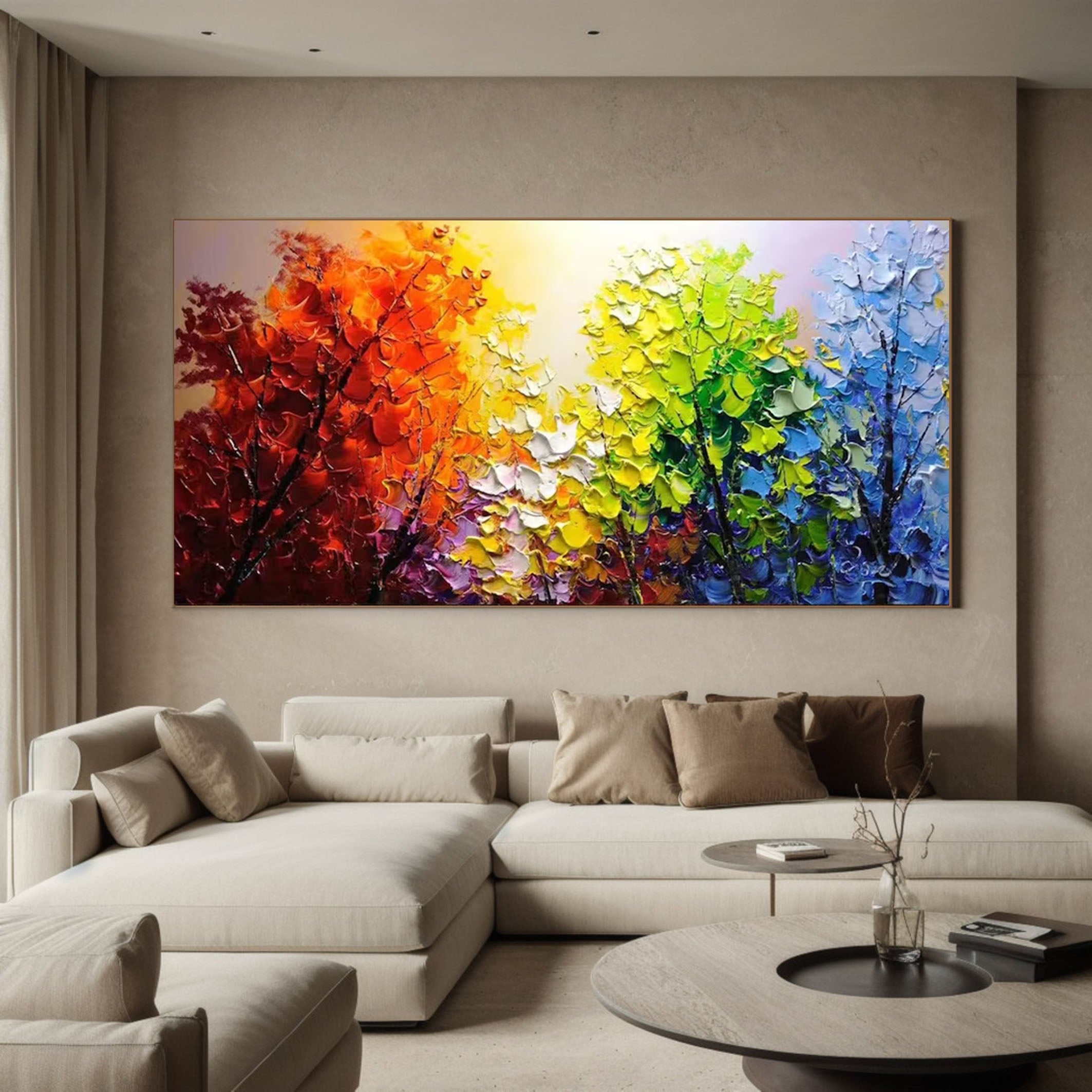 Vibrant Abstract Forest Painting for Modern Interiors #TP047