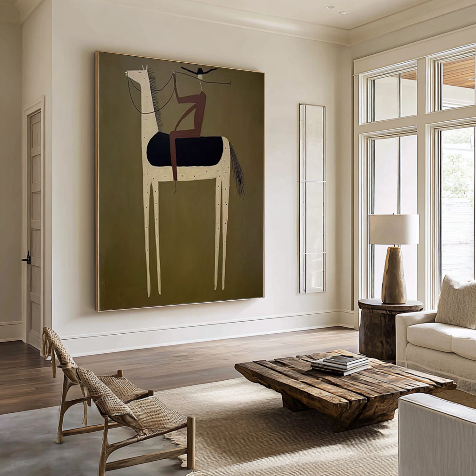 Large Contemporary Horse Rider Canvas Luxury Mid Century Wall Decor