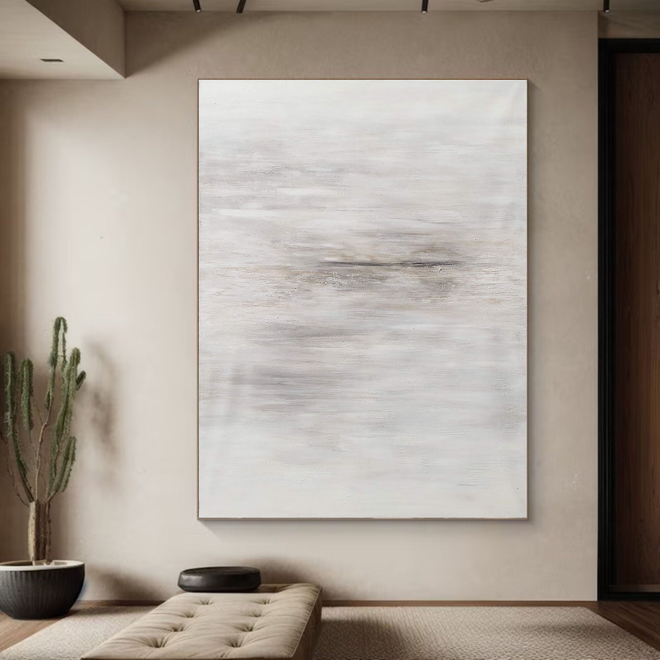 Atmospheric White Abstract Wall Art With Subtle Layers #MM342