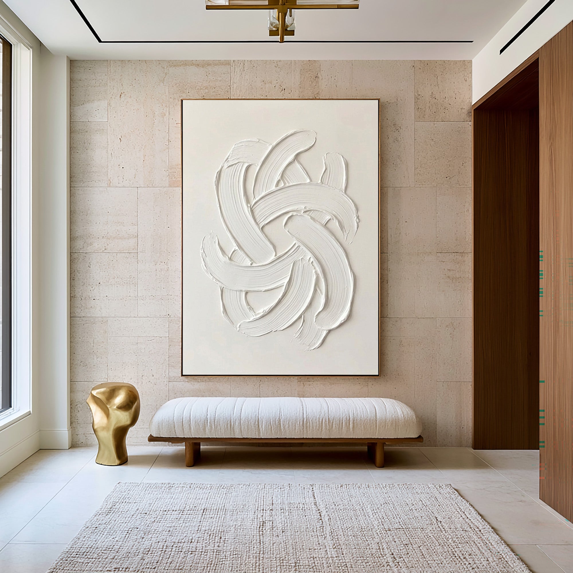 Large Quiet Luxury Abstract Wall Art Textured Oil Painting Minimalist Contemporary Artwork Modern Neutral Interior Decor Living Room