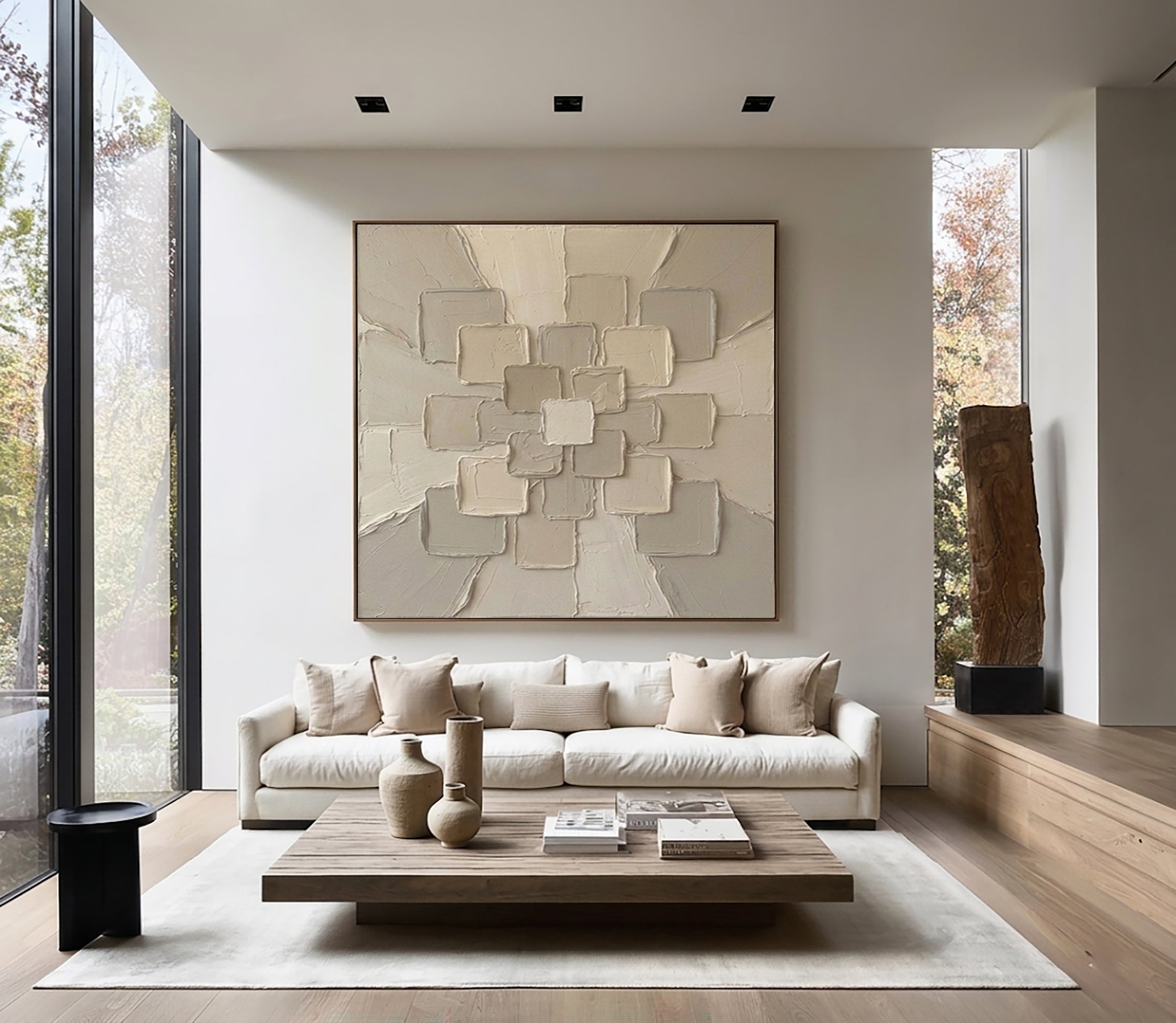 Large Architectural Radiance Wall Art Contemporary Neutral Textured Canvas Painting