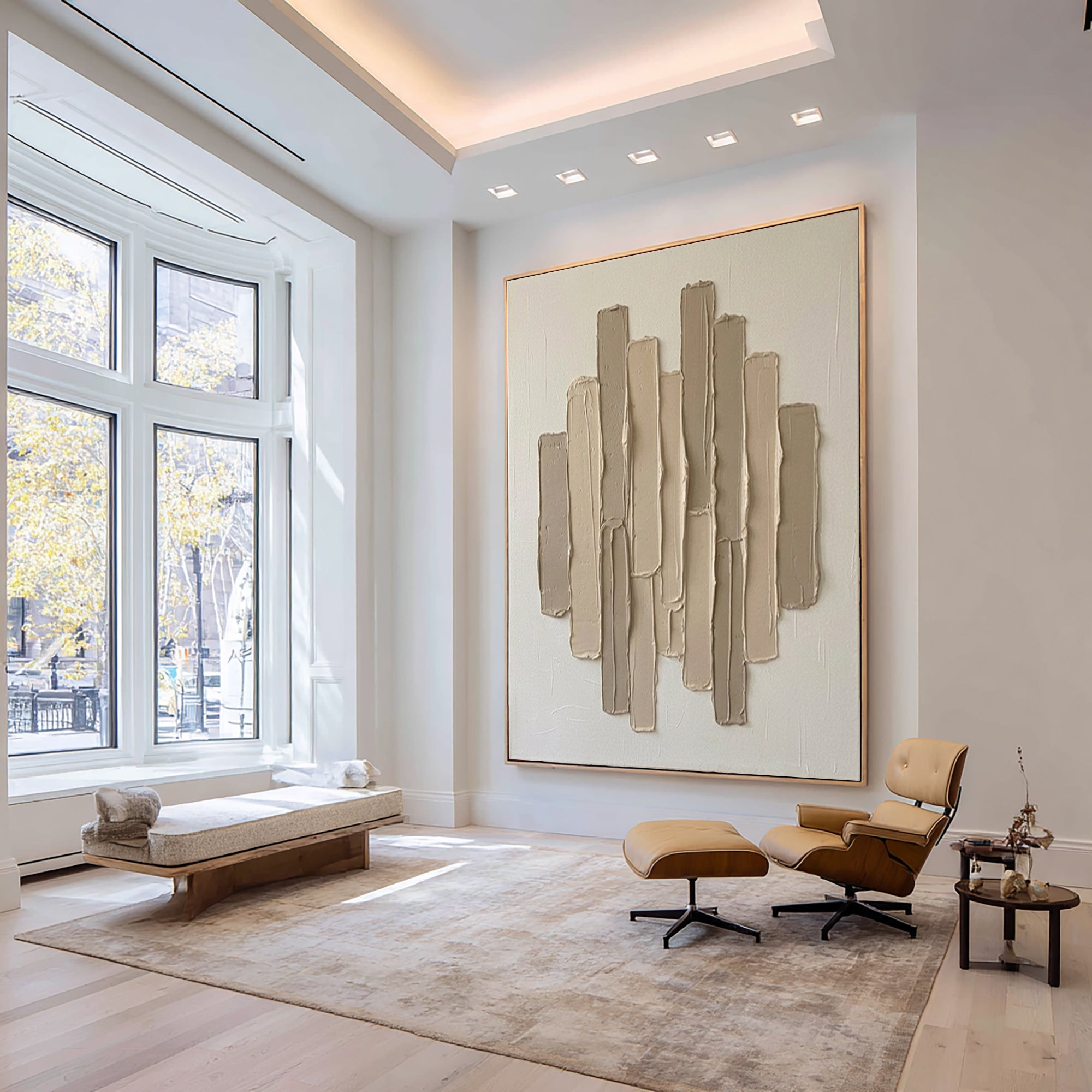 Large Minimalist Neutral Texture Wall Art Hand Painted Canvas Decor