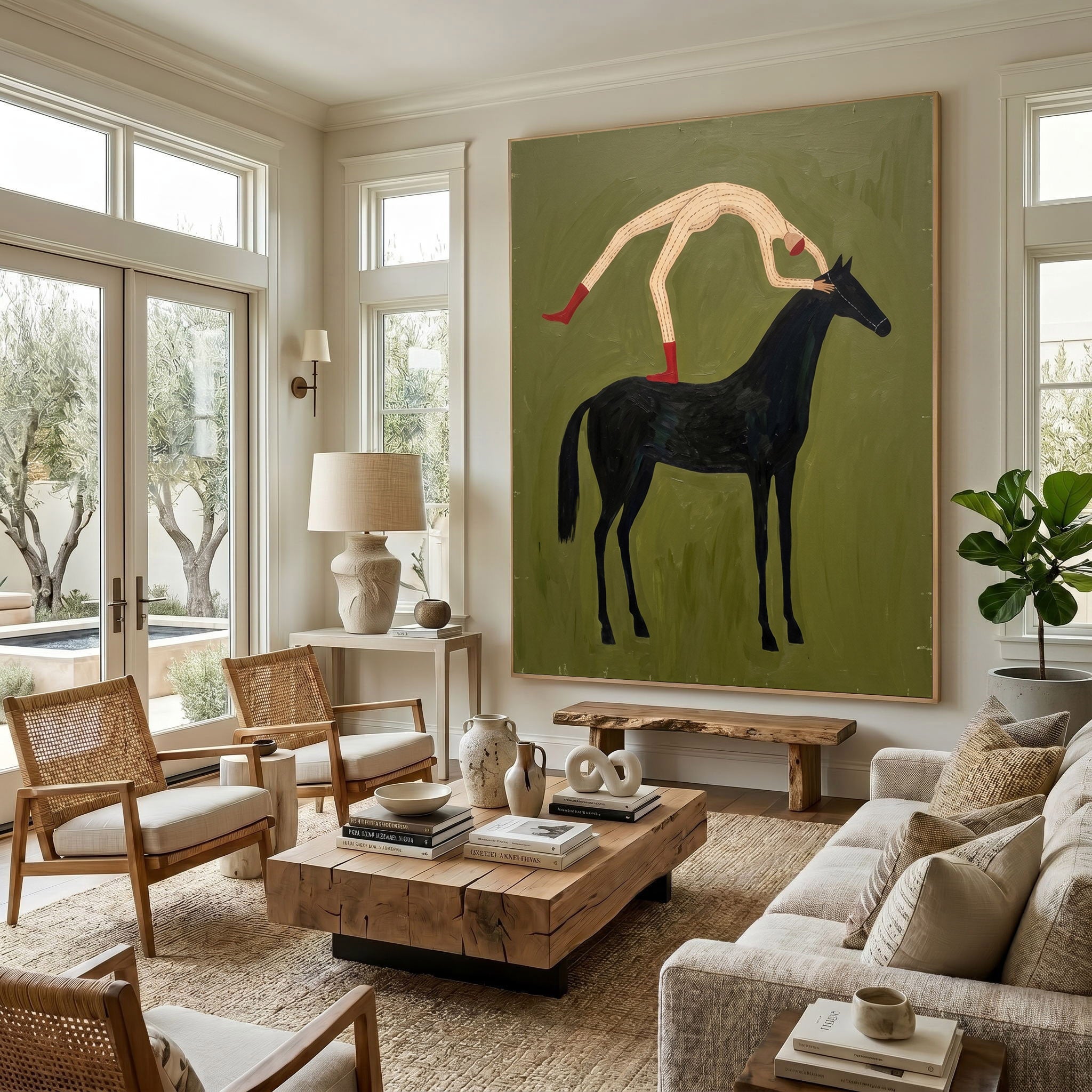 Large Cowboy Horse Wall Art Contemporary Western Oil Painting Hand Painted Artwork