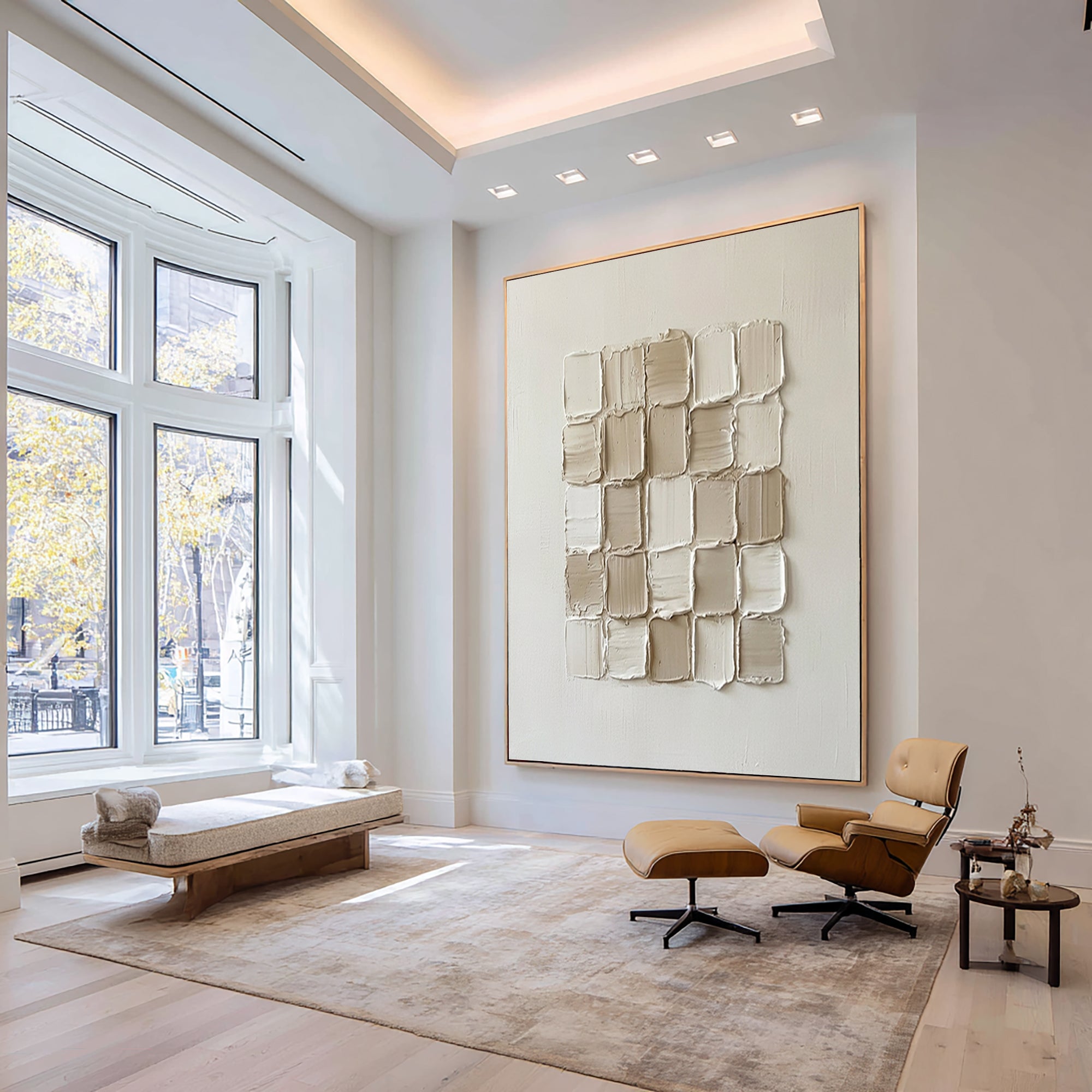 Large Modern Block Matrix Wall Art Contemporary Neutral Texture Painting