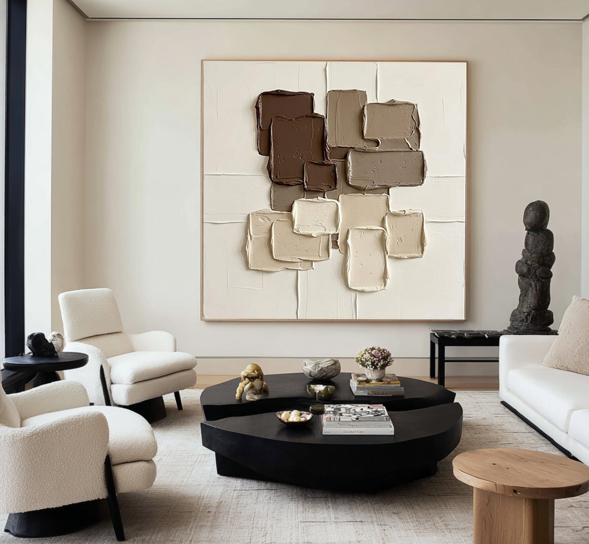 Large Chocolate Brown Textured Wall Art Neutral Contemporary Canvas Painting