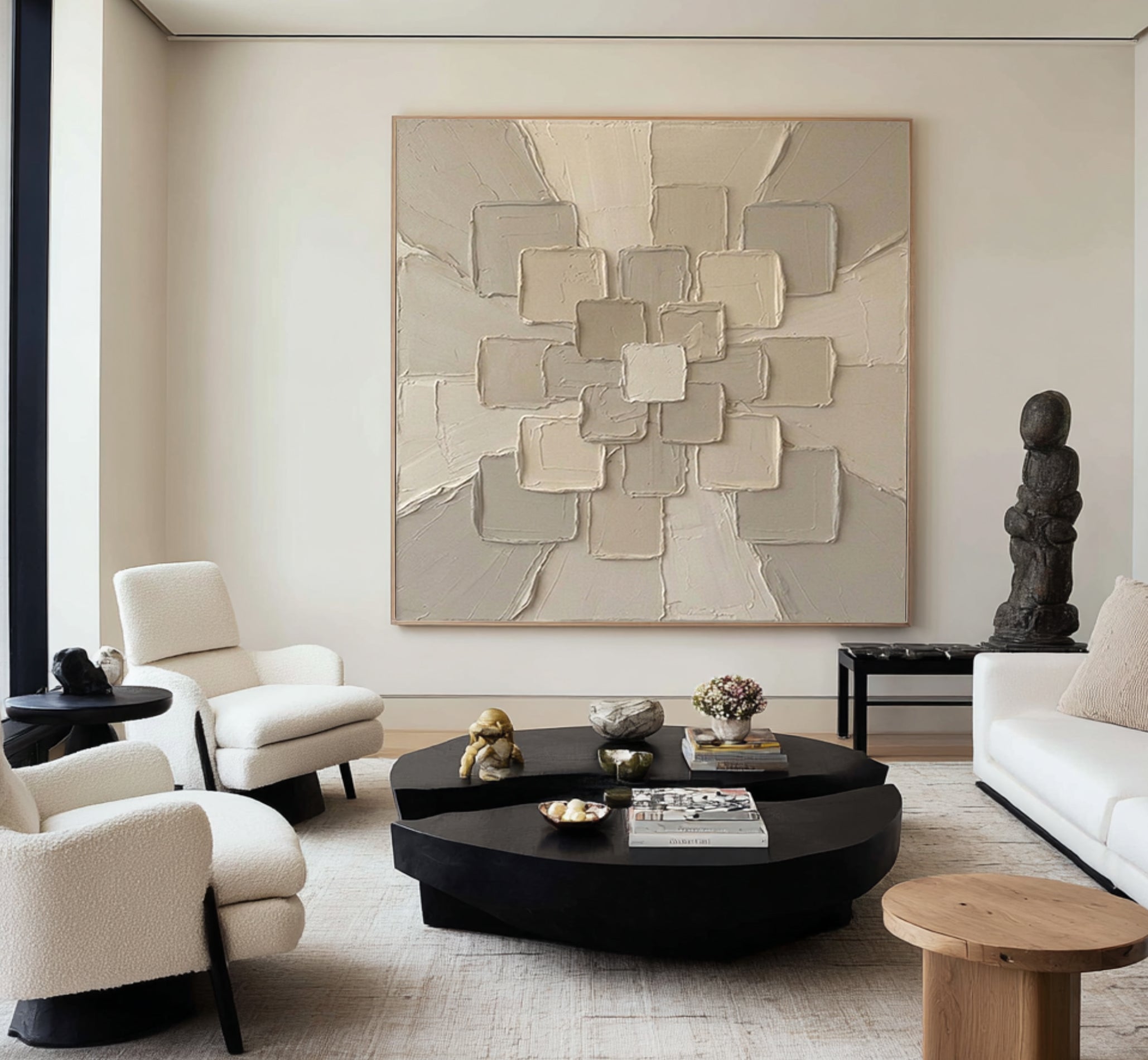 Large Architectural Radiance Wall Art Contemporary Neutral Textured Canvas Painting