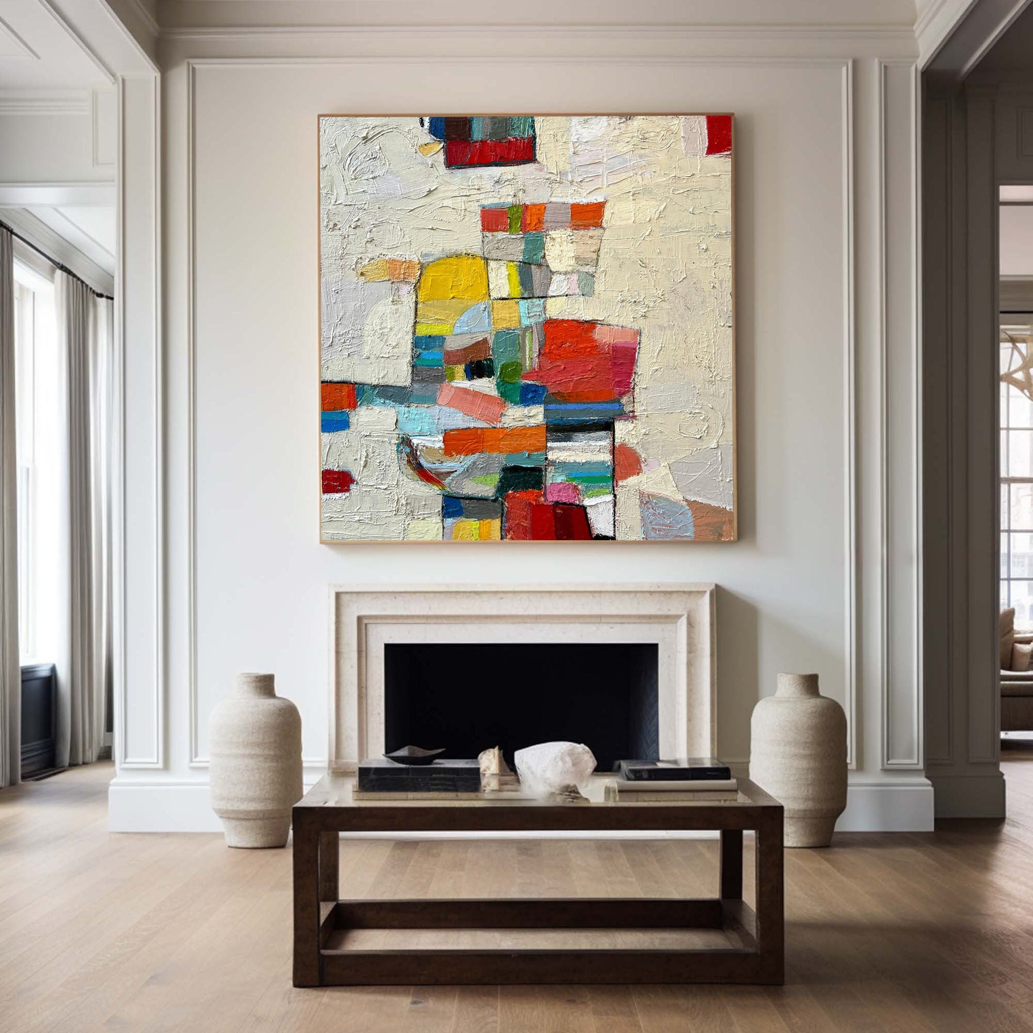 Vivid Mid Century Abstract Painting for Living Room #MC013