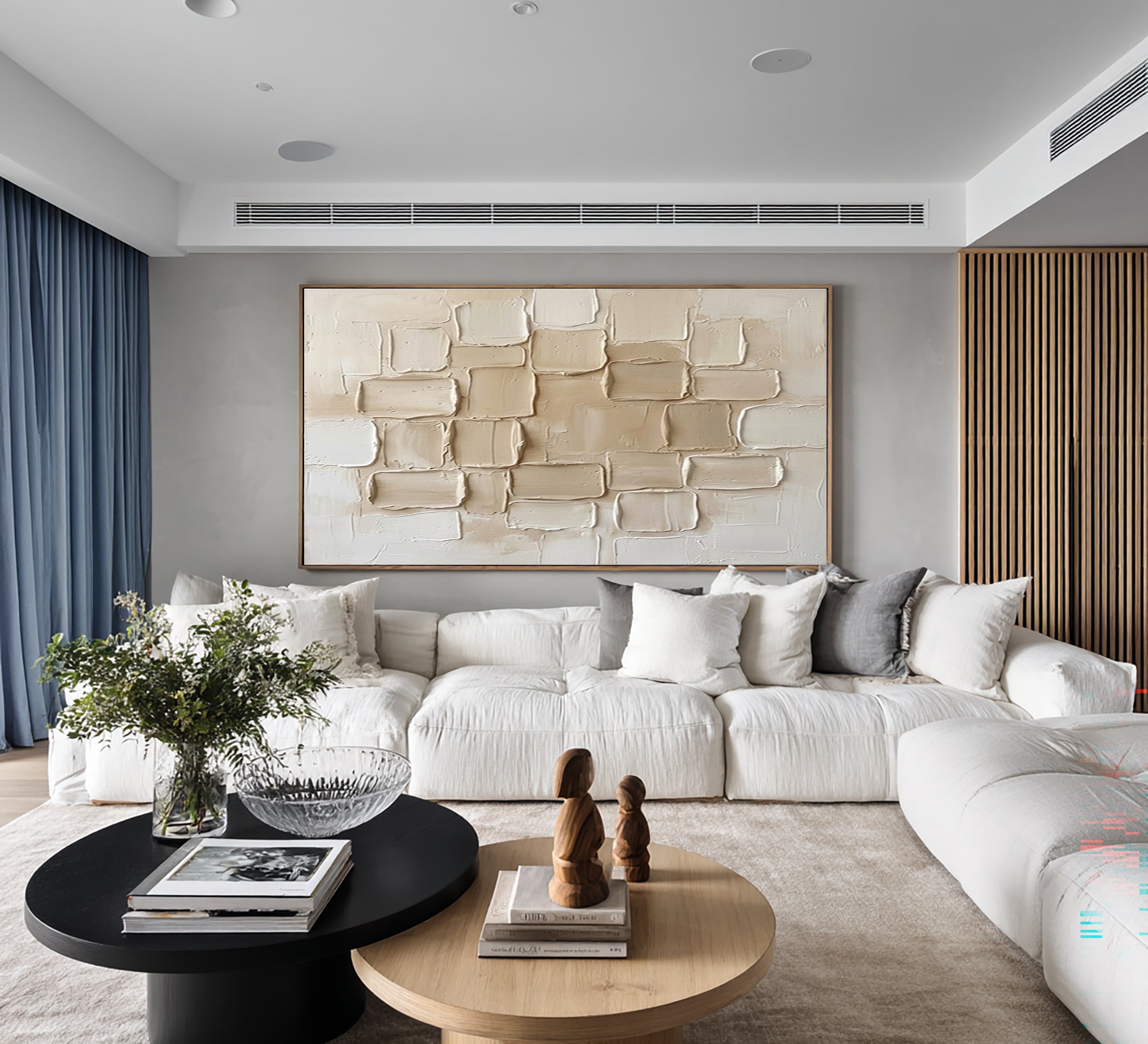Large Beige Minimalist Textured Wall Art Neutral Contemporary Canvas