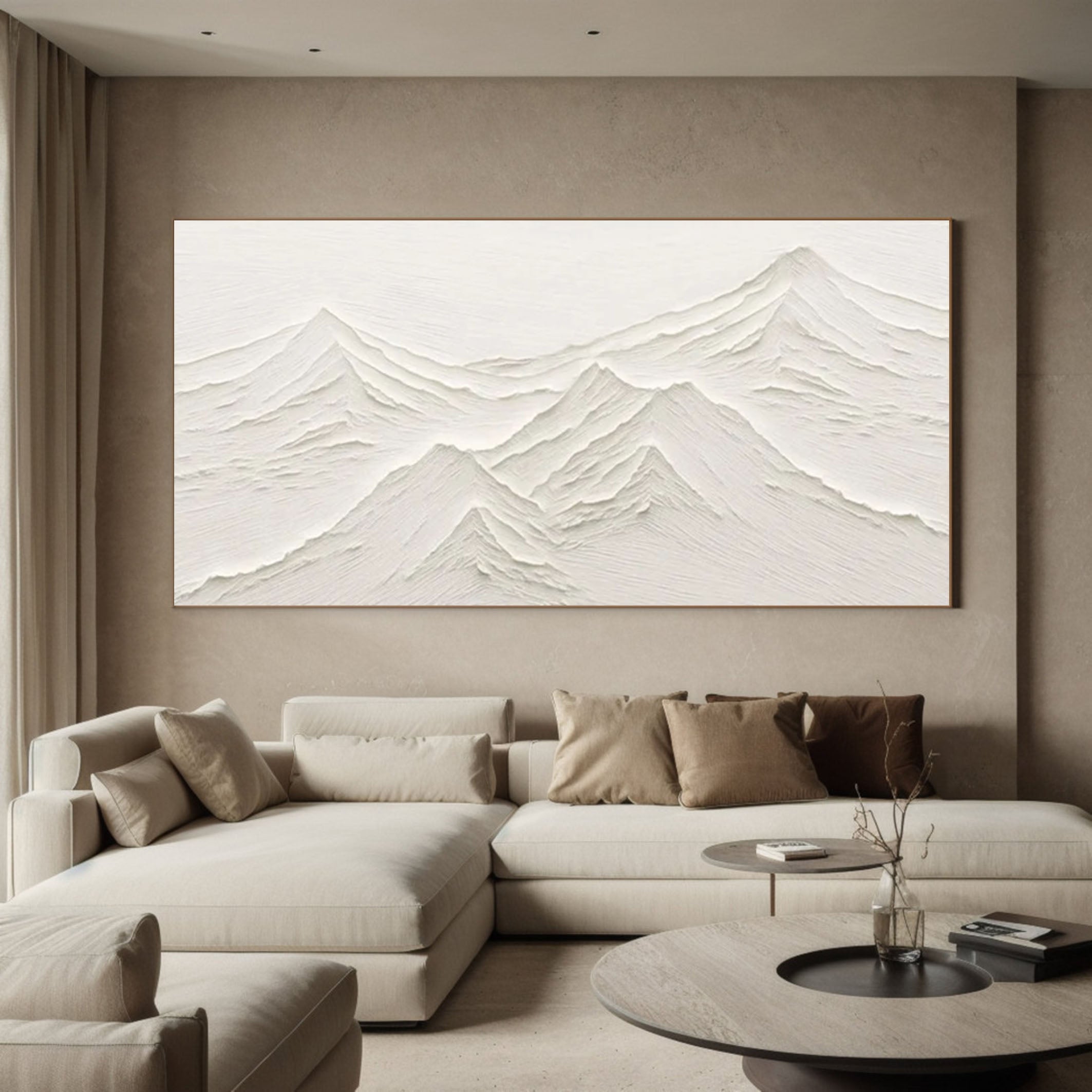 Serene Abstract White Mountain Painting for Modern Interiors