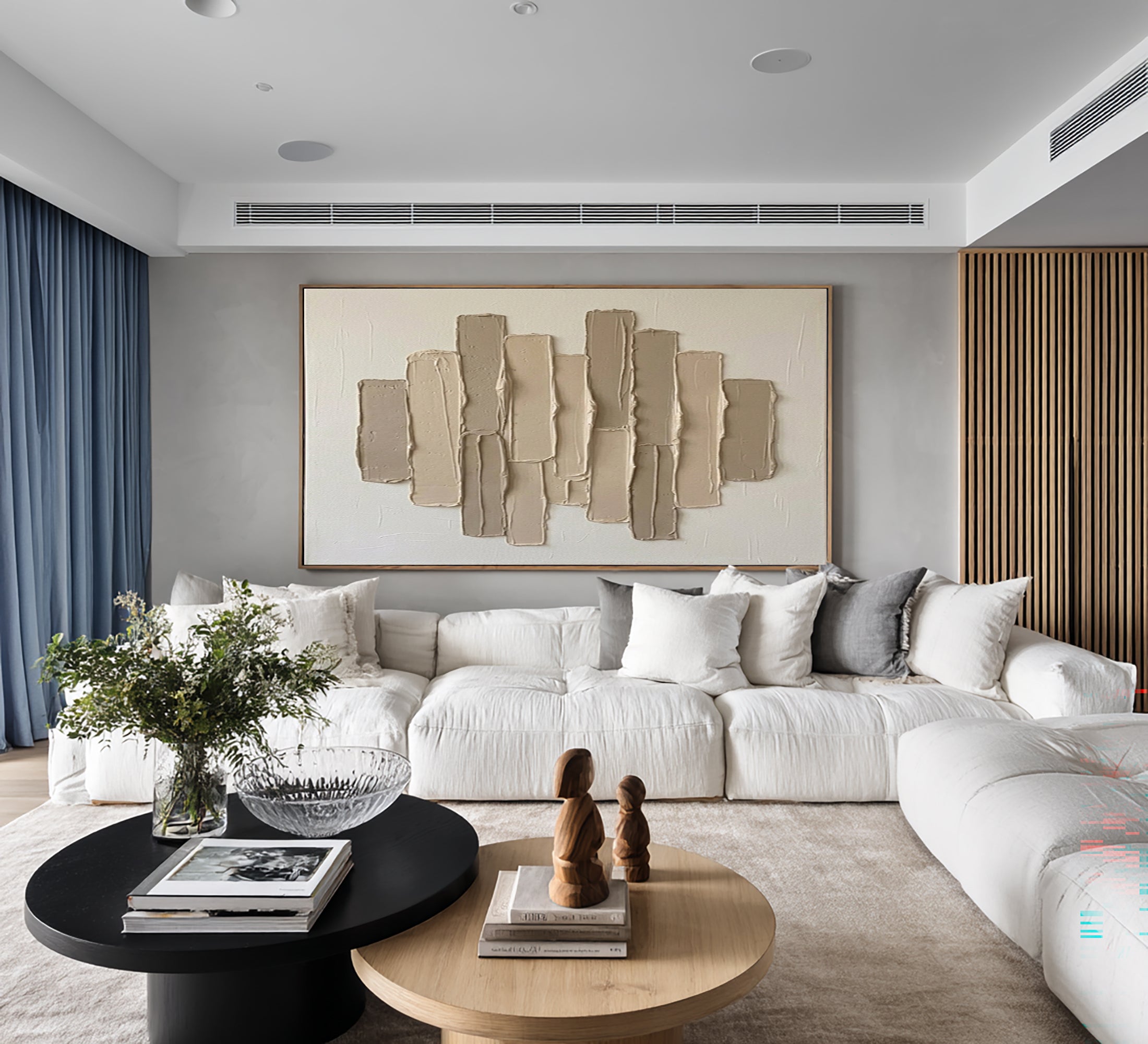 Large Skyline Inspired Textured Wall Art Neutral Contemporary Canvas