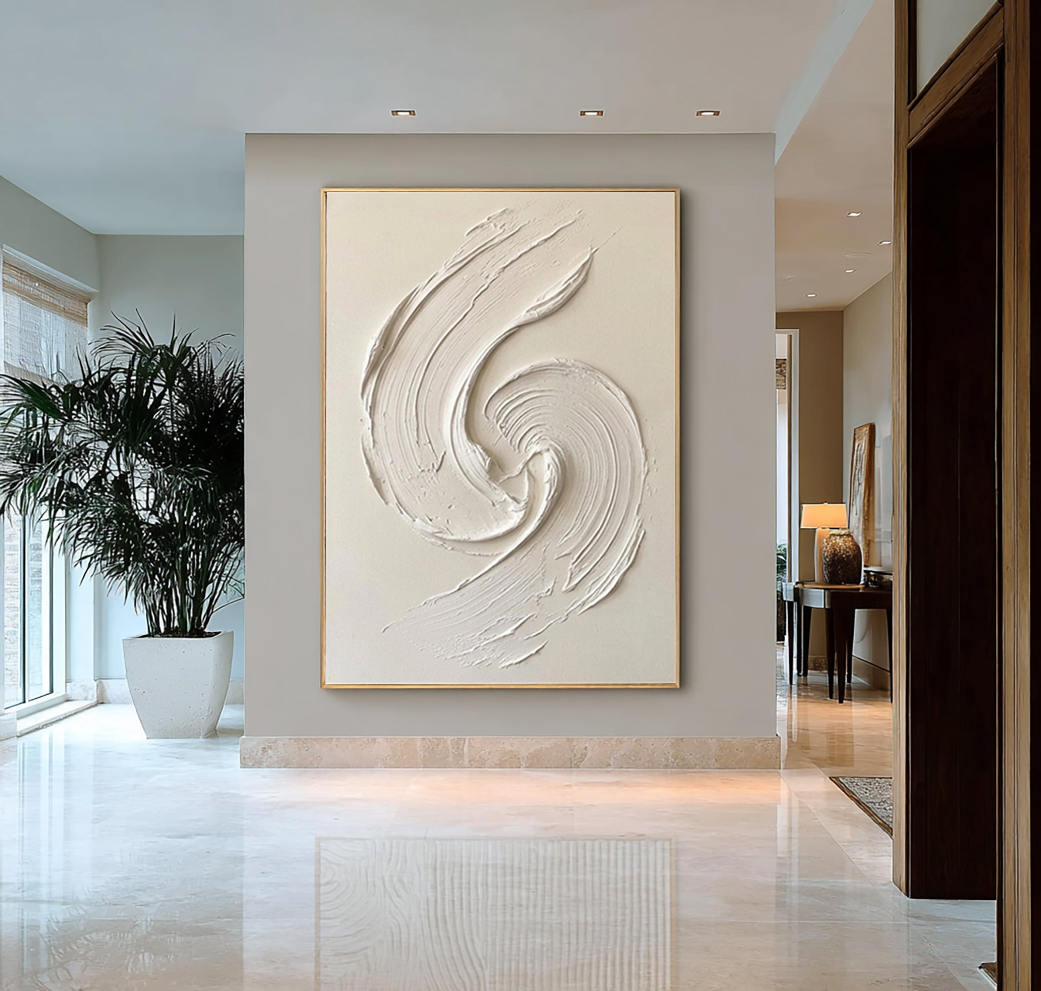 Large Neutral Texture Wall Art Modern Minimalist Swirl Painting