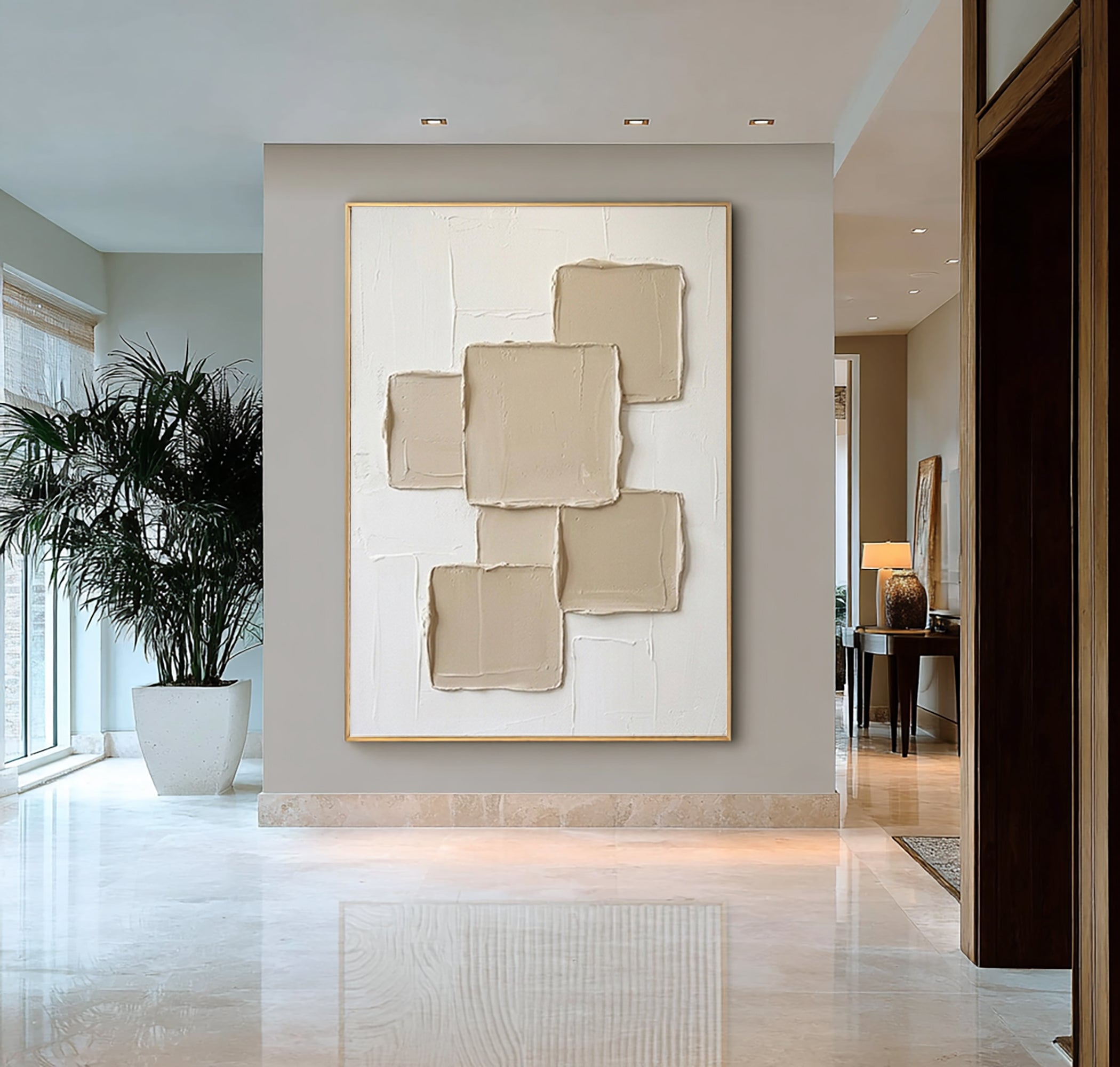 Large Sculptural White Wall Art Contemporary Relief Canvas
