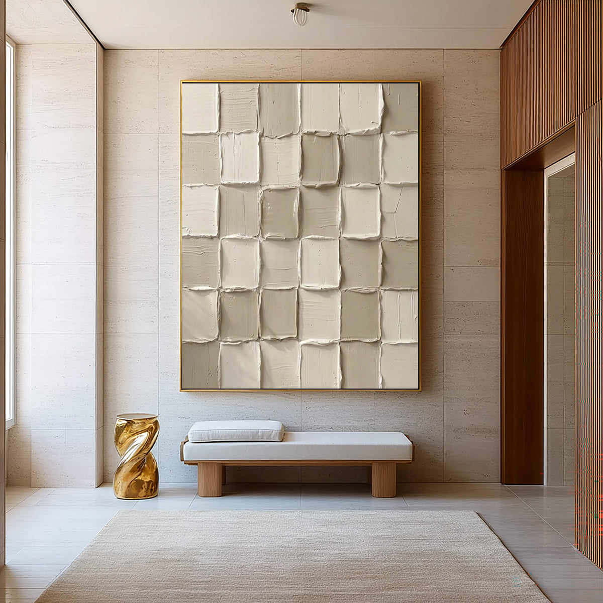 Handmade Forms In Soft Relief Large Ivory Textured Abstract Wall Art Sculptural Modern Decor