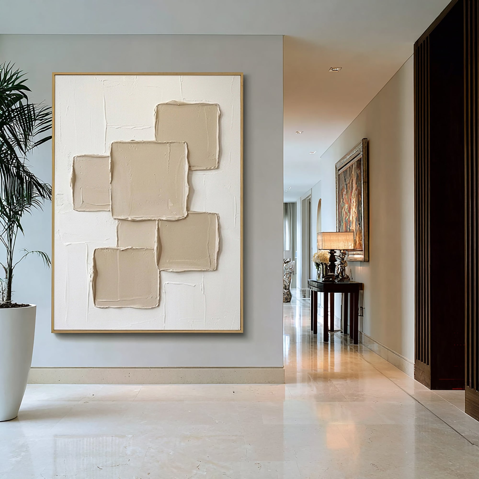 Large Sculptural White Wall Art Contemporary Relief Canvas