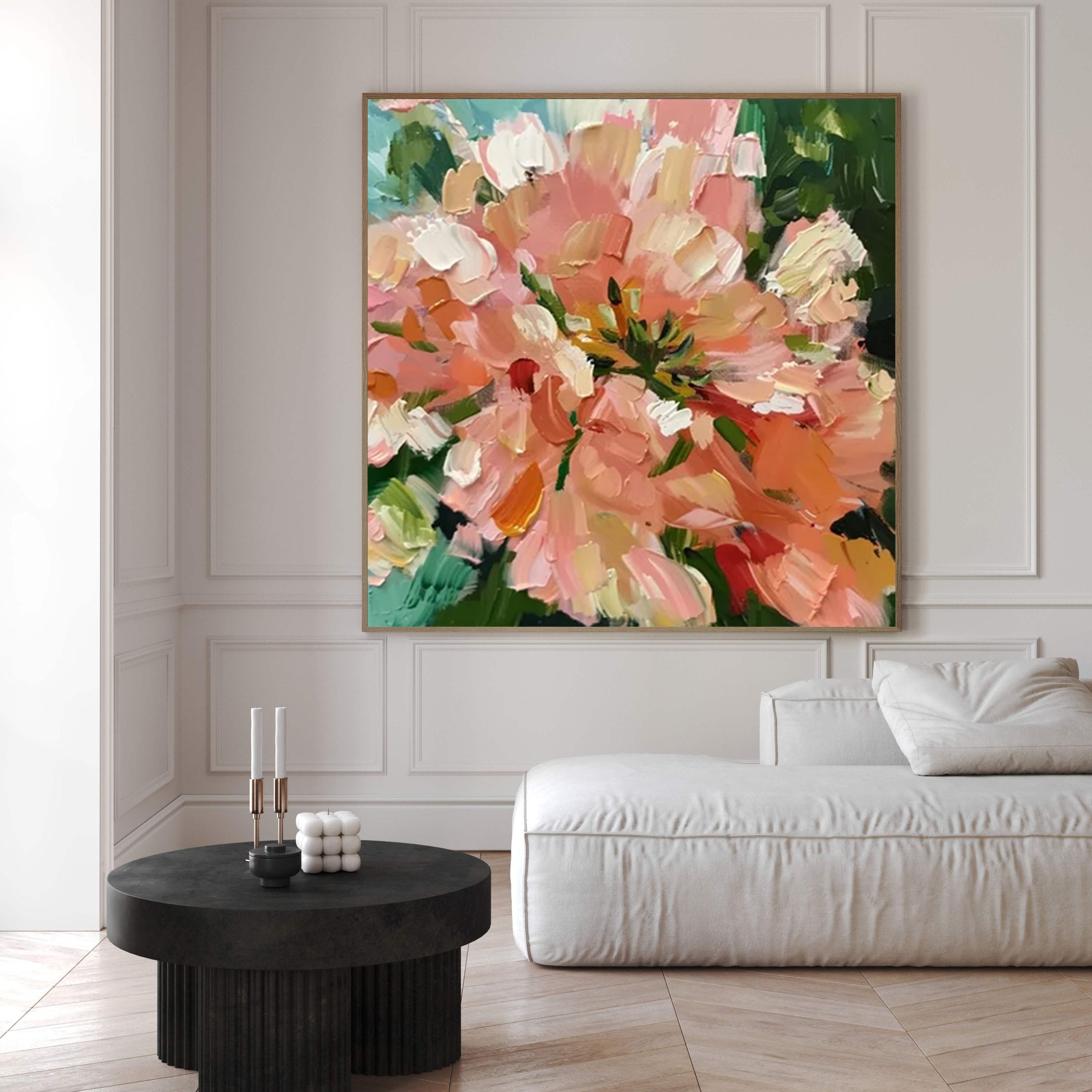 Vibrant Abstract Floral Painting for Modern Living Rooms