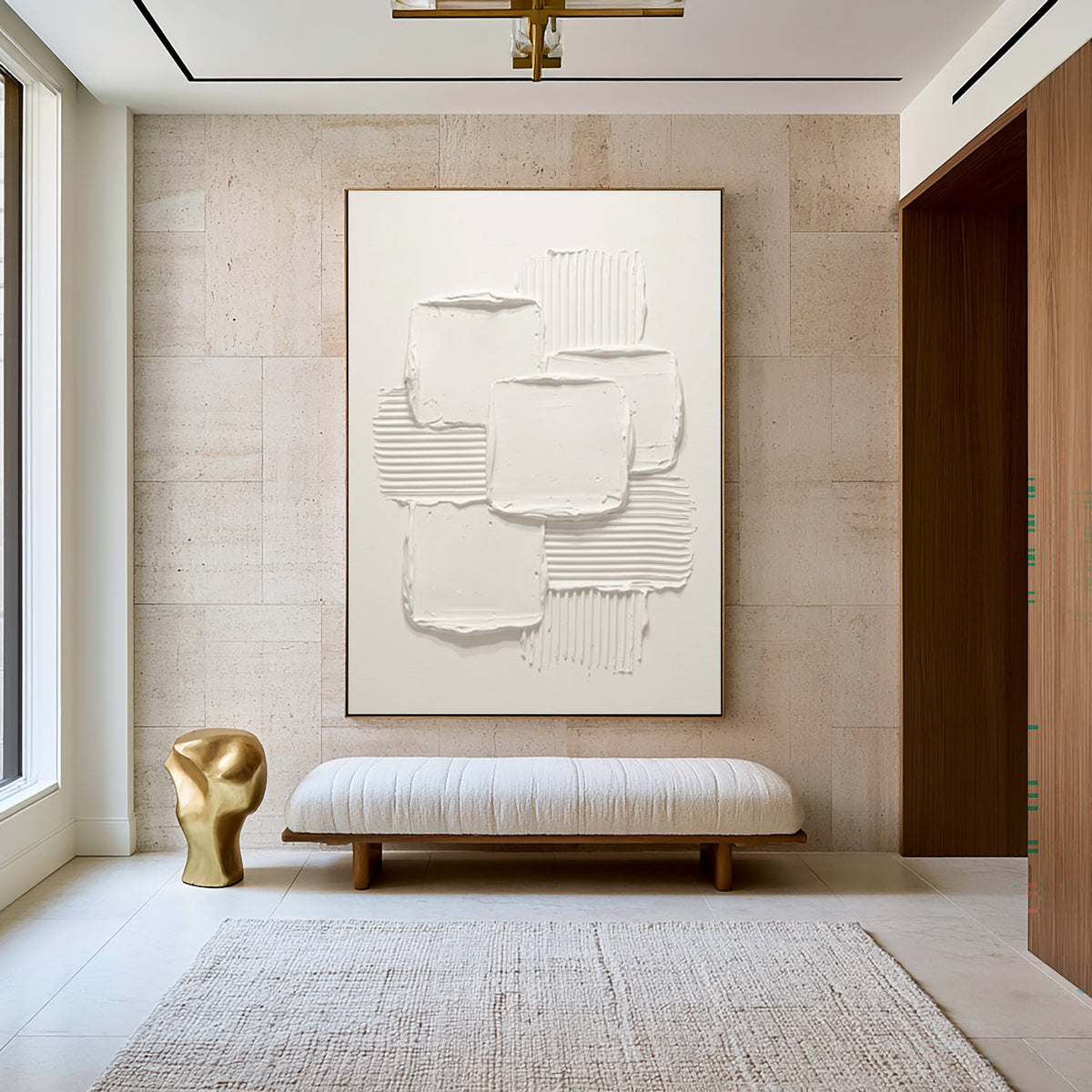 Architecture Through Abstract Forms Large White Textured Abstract Wall Art Modern Luxury Interior Decor