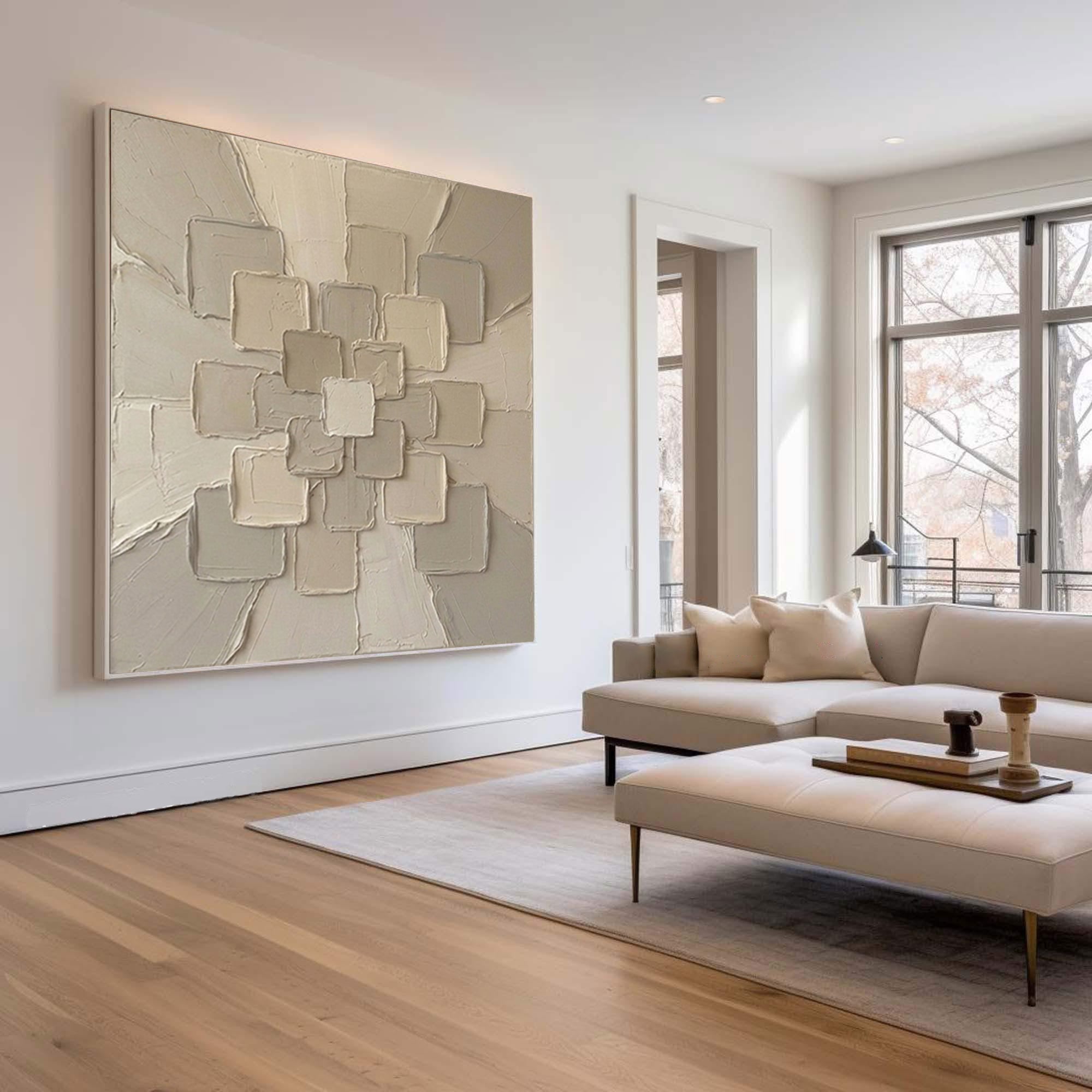 Large Architectural Radiance Wall Art Contemporary Neutral Textured Canvas Painting