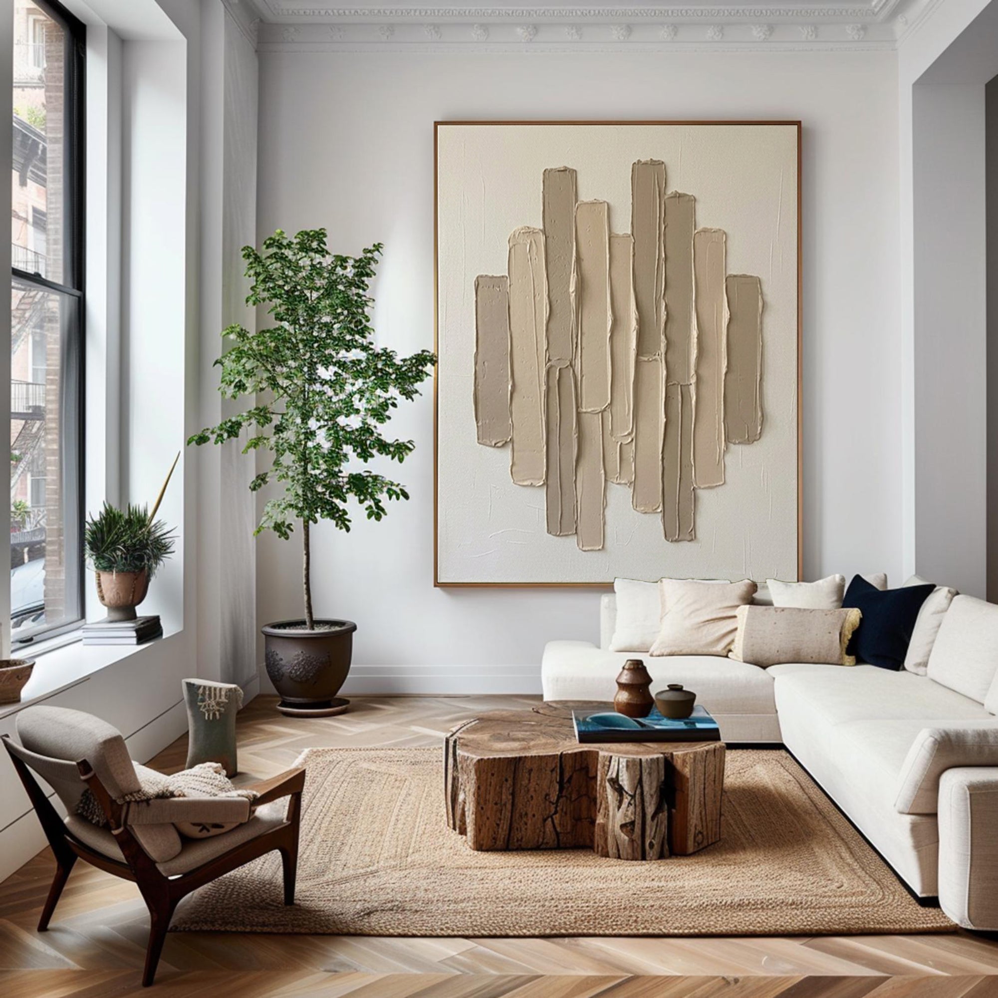 Large Minimalist Neutral Texture Wall Art Hand Painted Canvas Decor