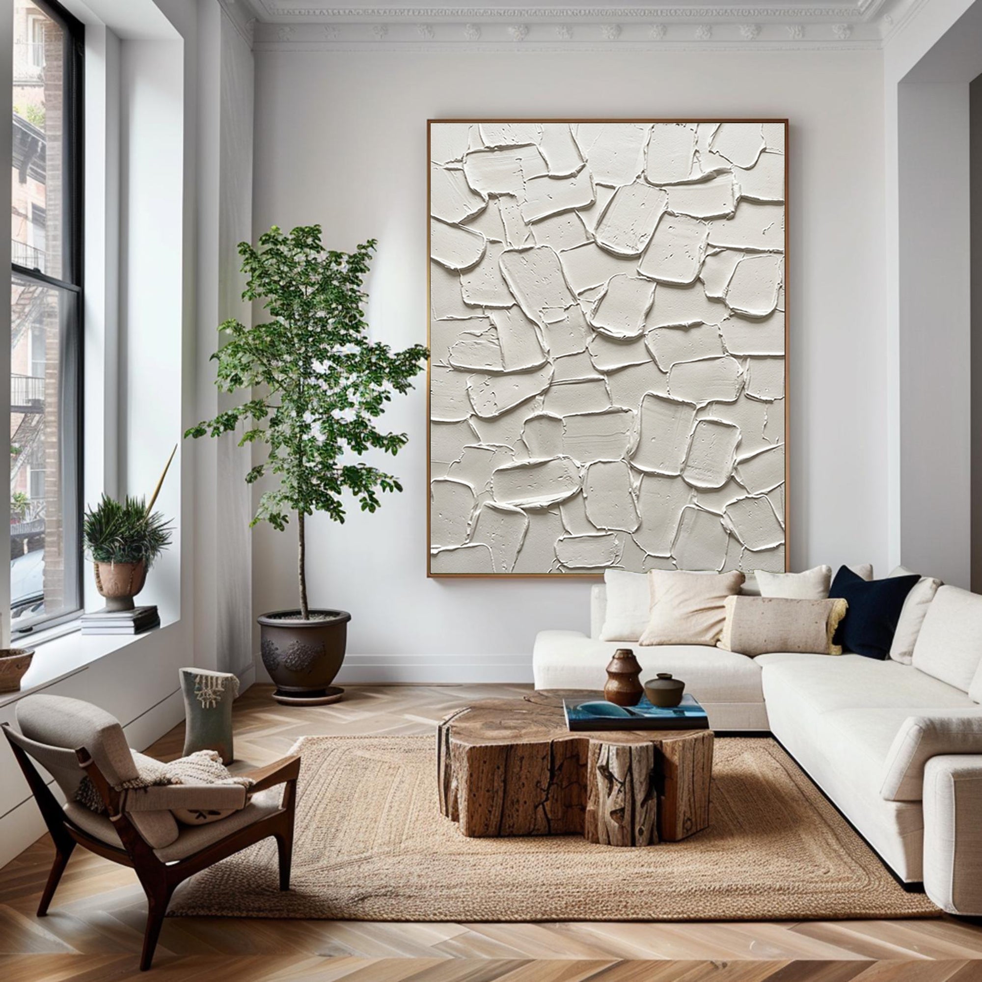Large Hand-Painted Texture Wall Art | Neutral Modern Abstract Canvas