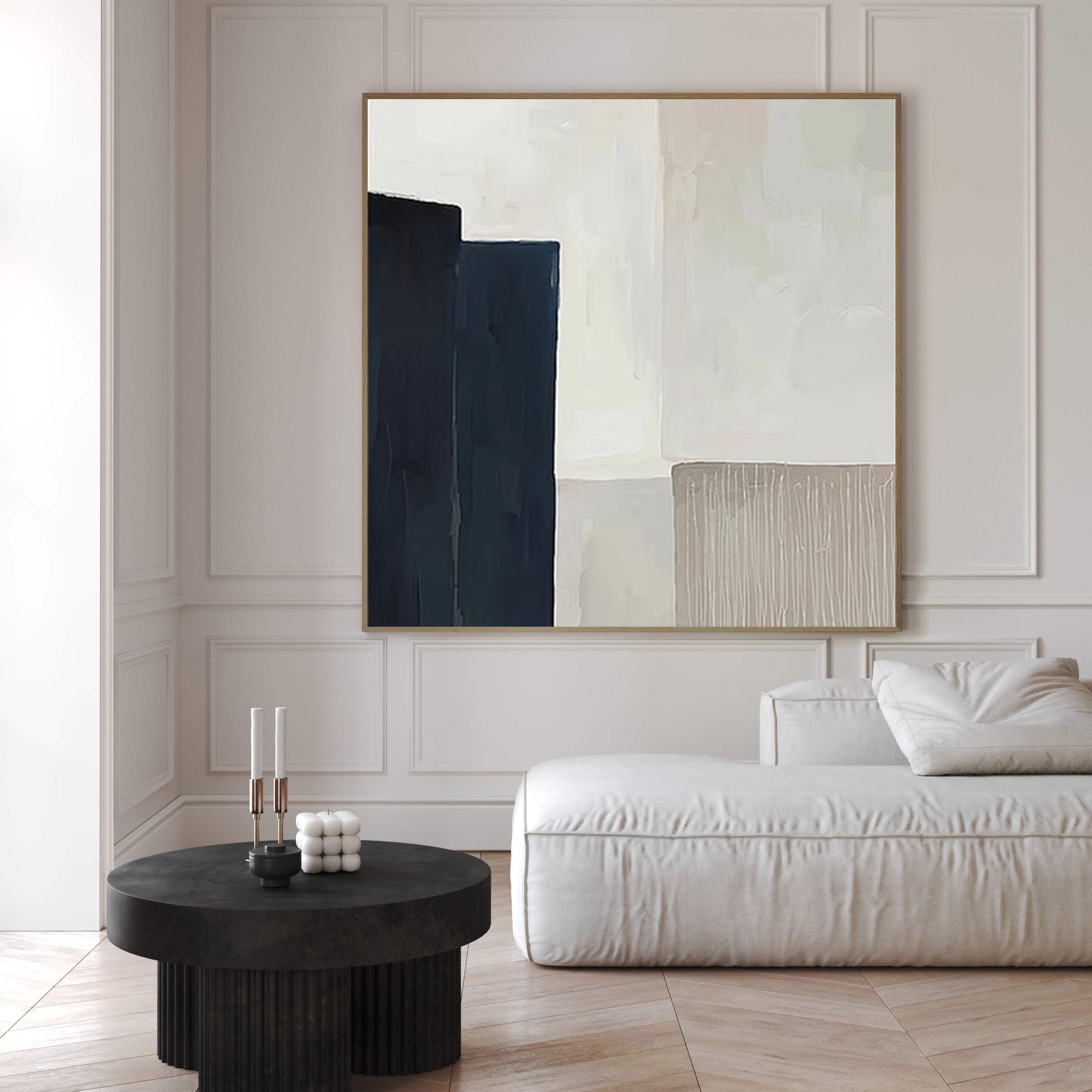 Large Minimalist Geometric Canvas in Neutral Shades #AB039