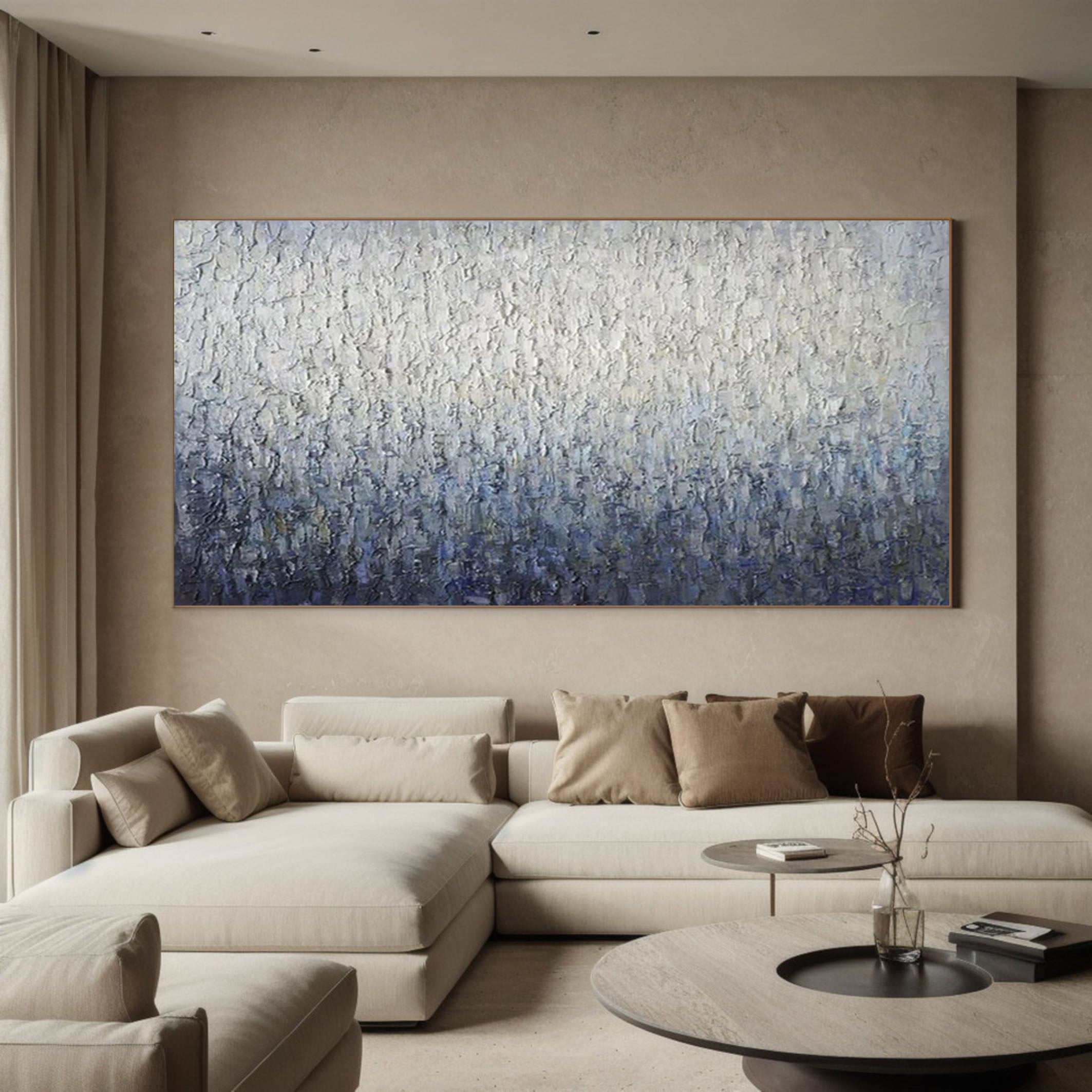 Gradient Textured Wall Art in Blue and White Tones #AB052