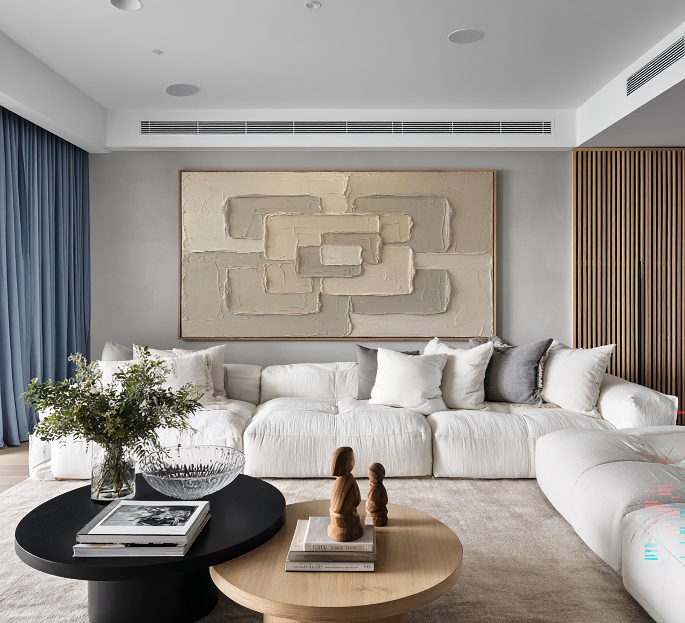 Large Neutral Abstract Texture Wall Art Hand Painted Modern Canvas