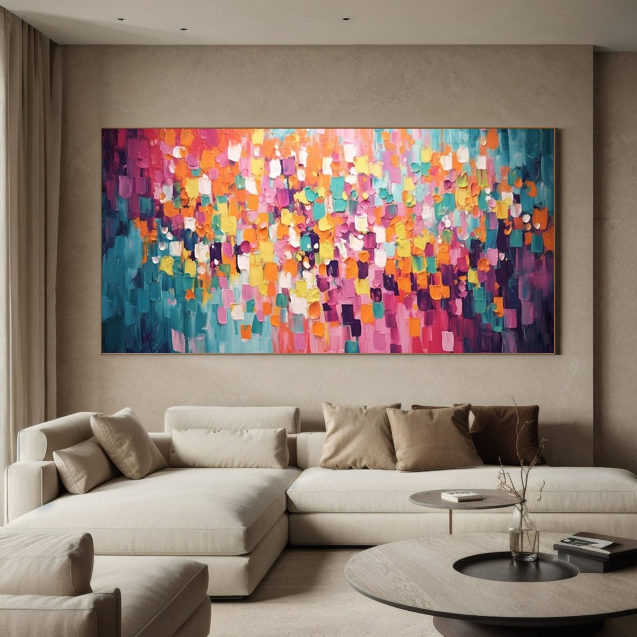 Bold Multicolor Abstract Canvas Modern Wall Art for Living Room #MM173