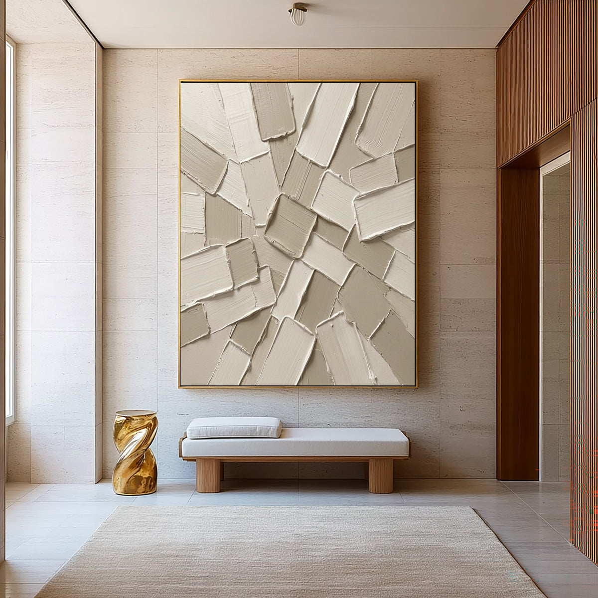 Light Breaking Through Every Layer Large Abstract Textured Wall Art Sculptural Relief Modern Luxury Interior Decor