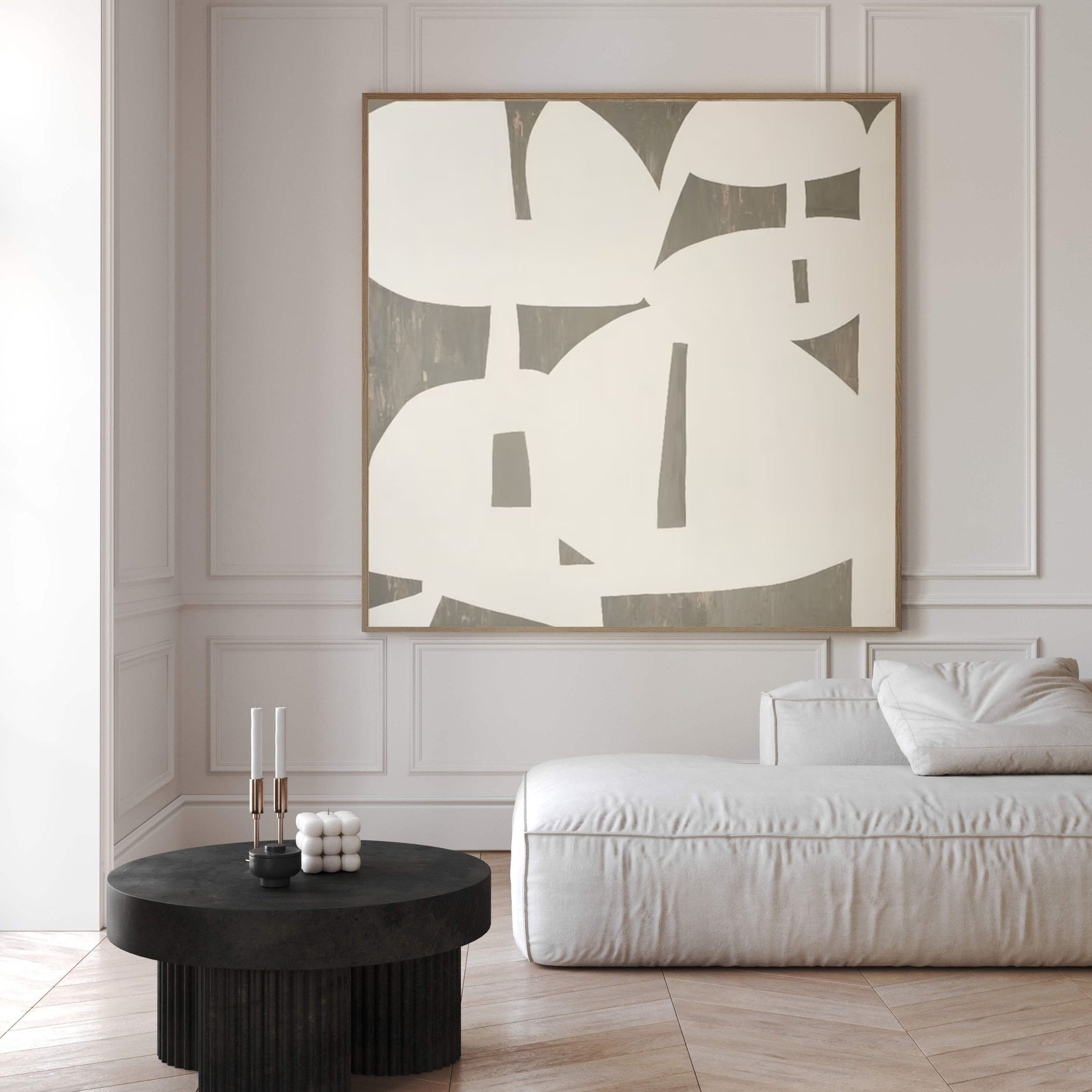 Bold Abstract Wall Art with Neutral Color Blocking #AB073