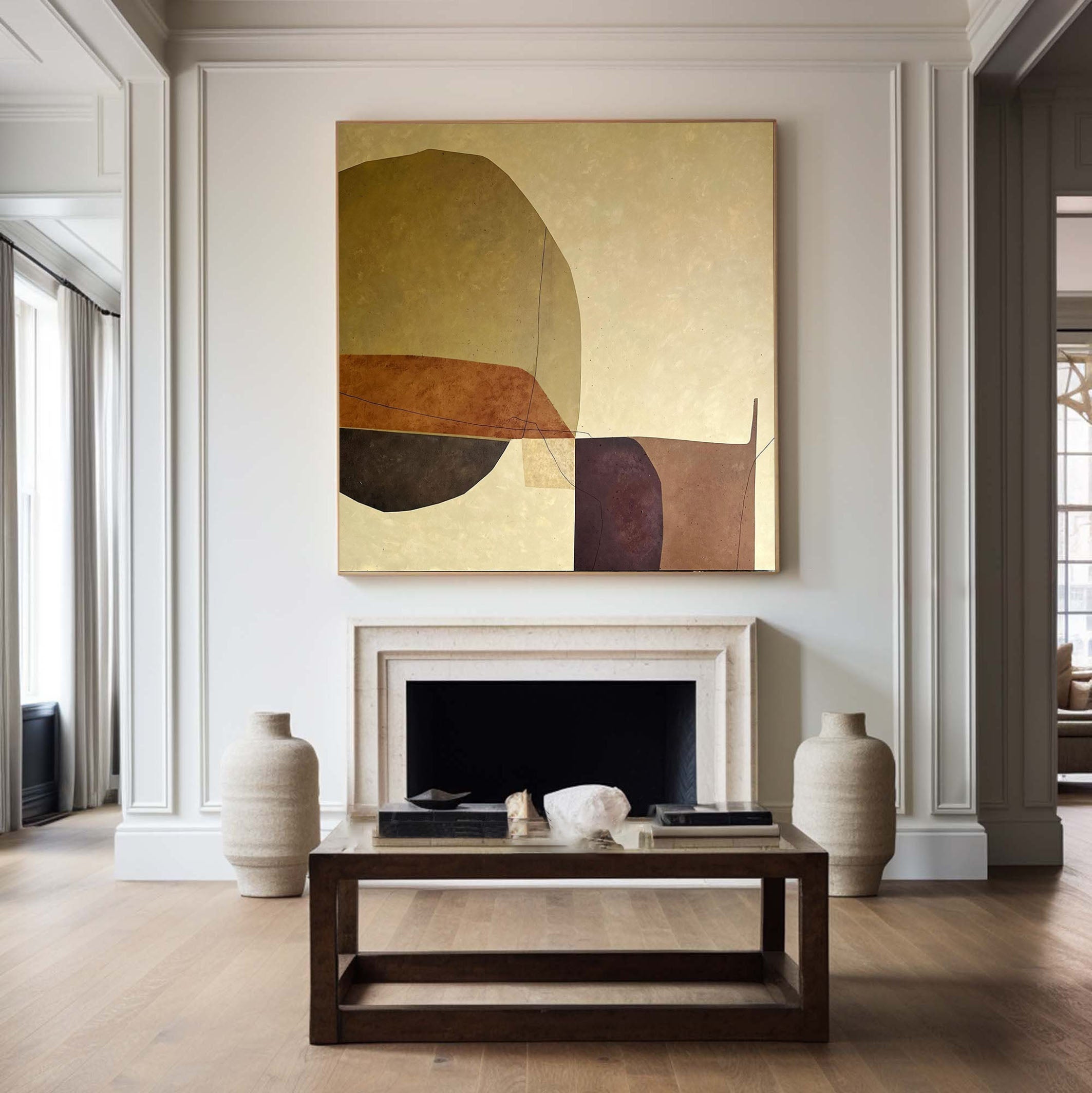 Luxury Mid Century Abstract Artwork Warm Canvas #MC019