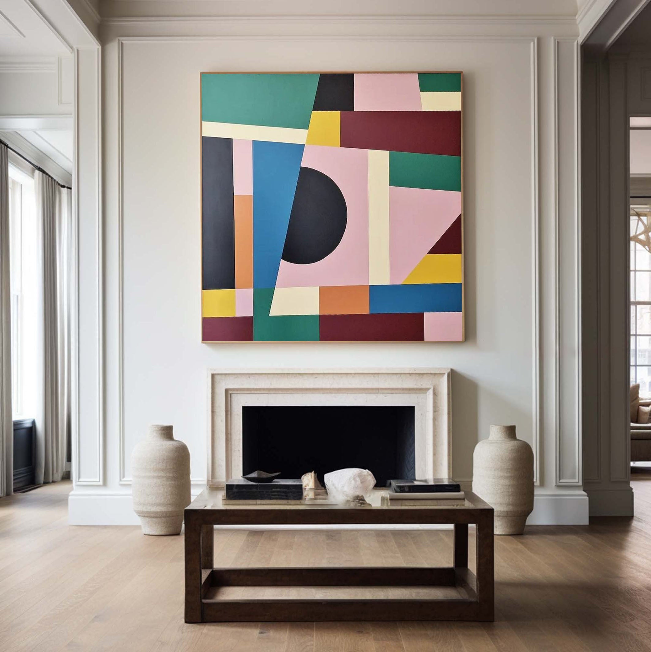 Geometric Harmony Mid Century Abstract Canvas Modern Home Art #MC014