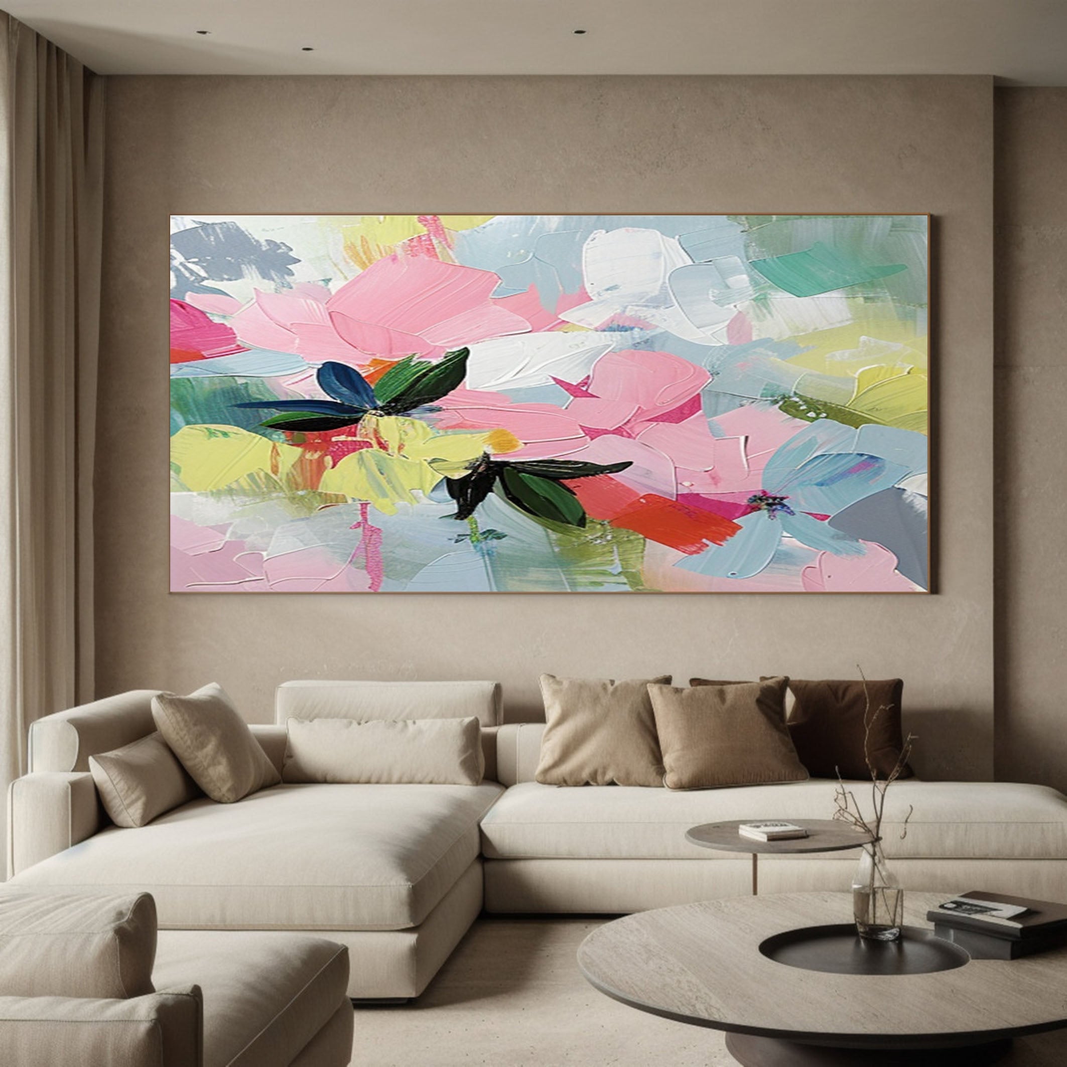 Modern Abstract Flower Painting for Living Room Walls #FB015