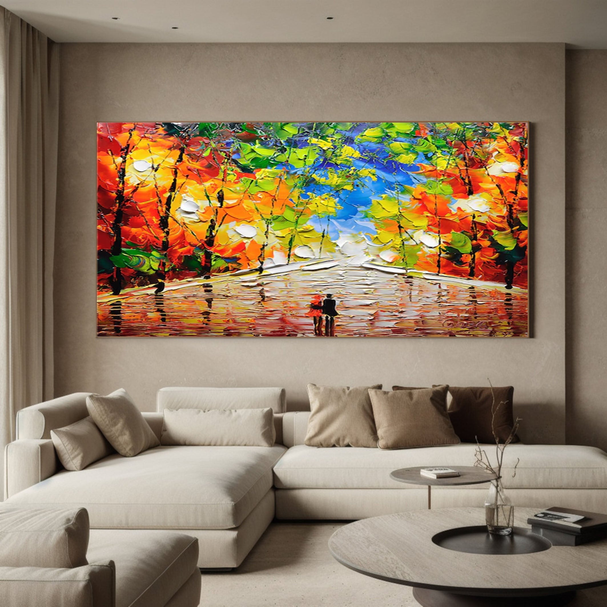 Elegant Modern Forest Painting for Chic Home Design #TP044