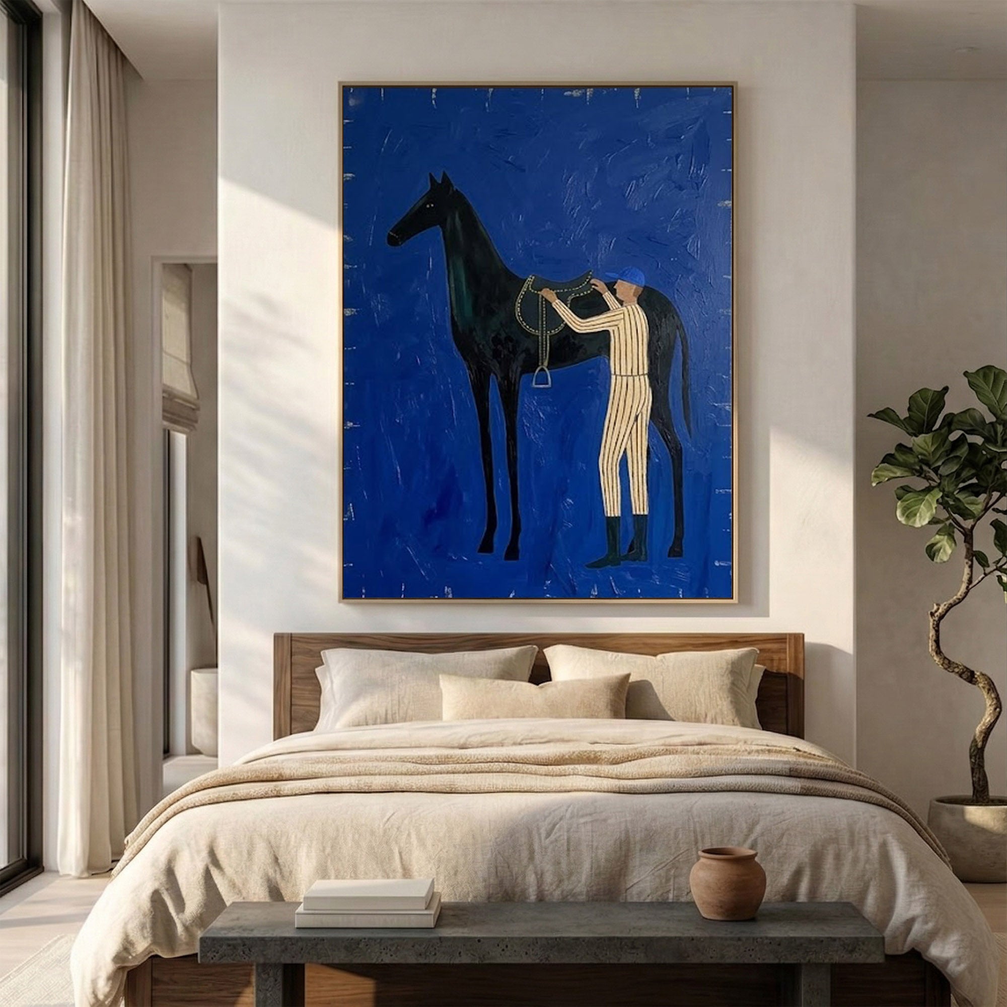 Large Contemporary Cowboy Horse Oil Painting Luxury Wall Art