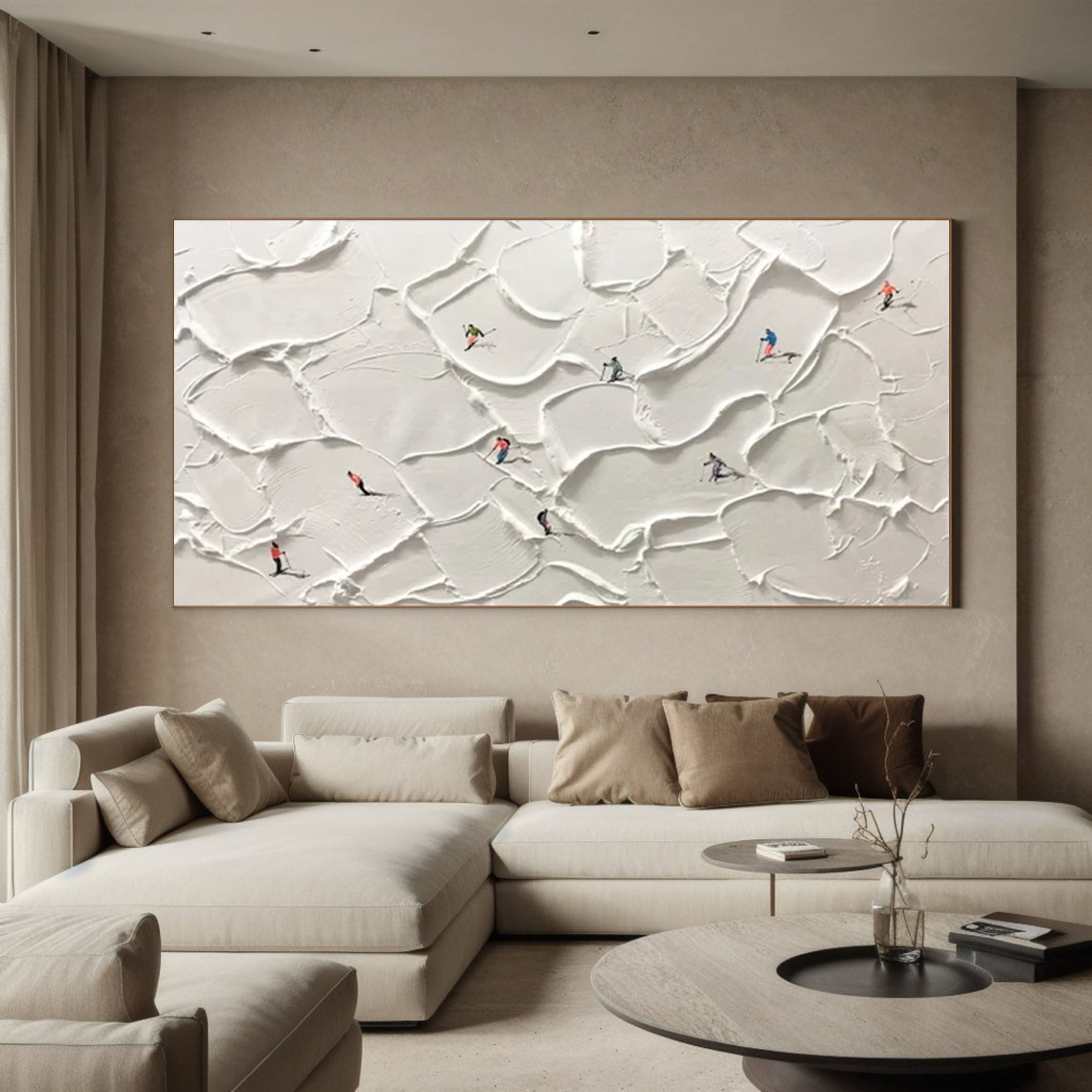 Vibrant Skiing Textured Artwork for Stylish Living Spaces #SPA008