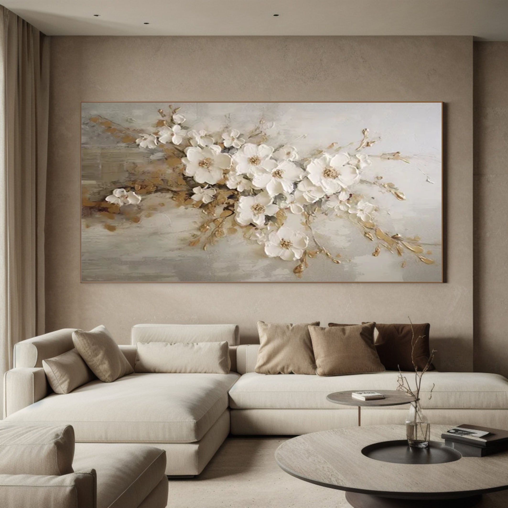 Serene Flower Canvas Painting for Minimalist Interiors Wall Decor #FB022