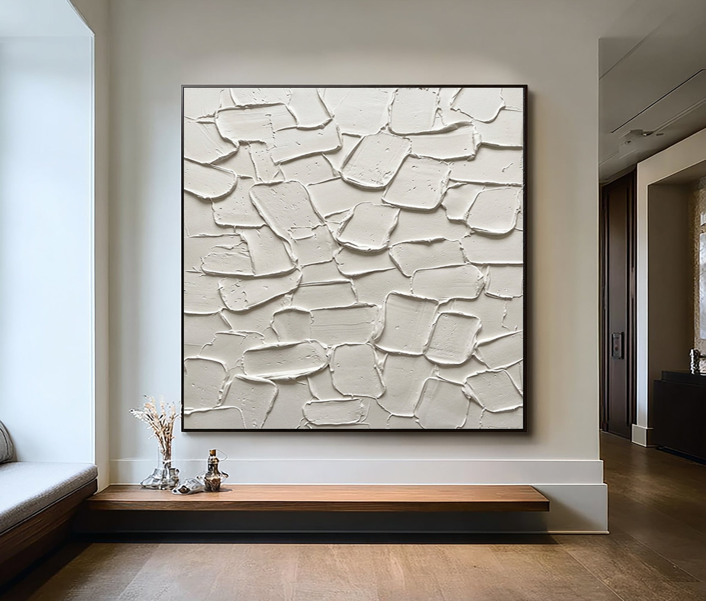 Large Stone Inspired Textured Wall Art Neutral Contemporary Canvas Painting