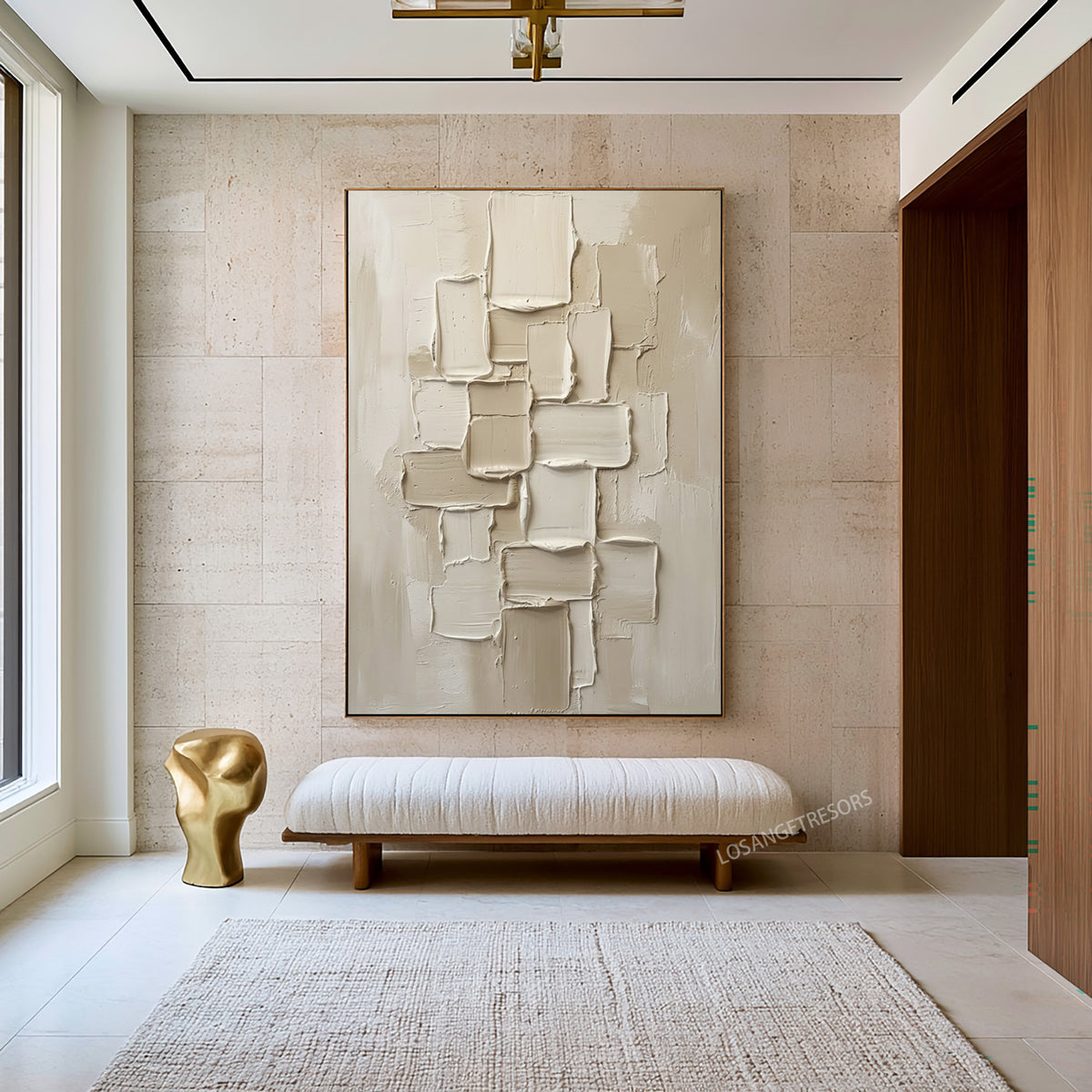 White Architecture Large Abstract Wall Art Ivory Textured Contemporary Sculpture Inspired Painting