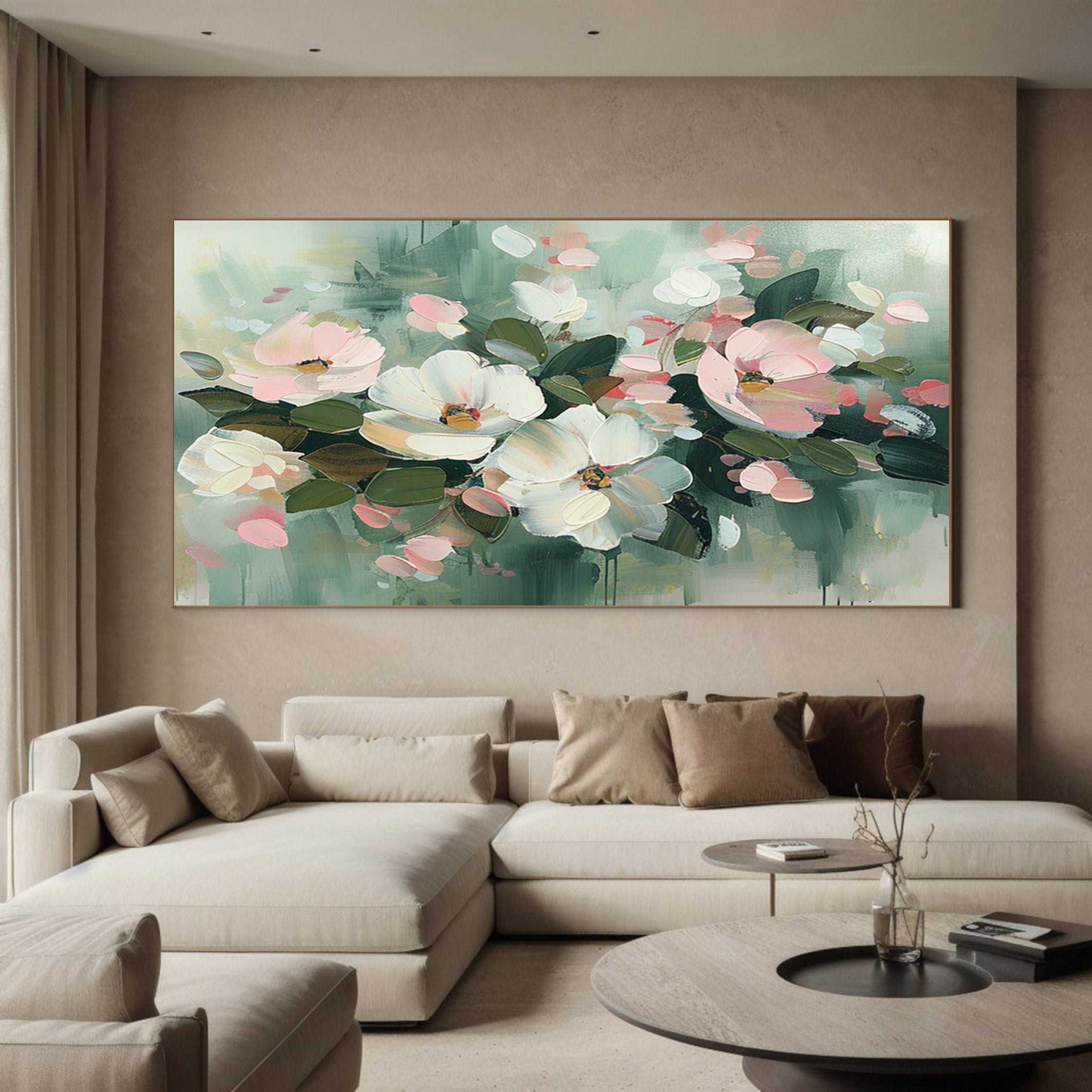 Vibrant Floral Wall Art Modern Abstract Flowers On Canvas #FB010