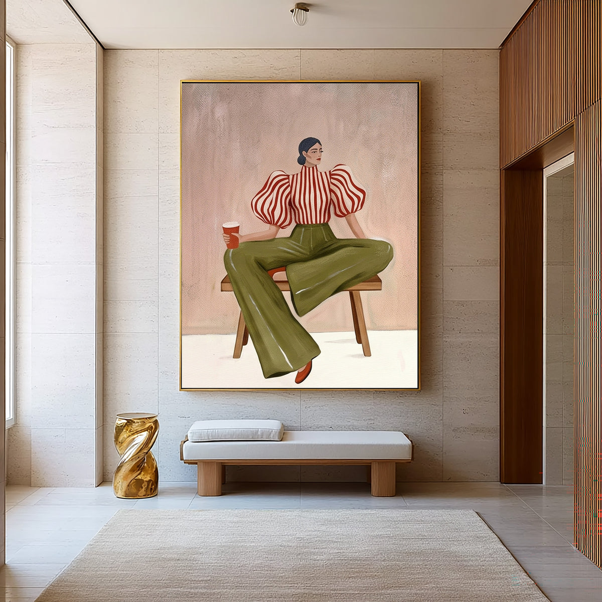 She Sits in Her Own Rhythm Contemporary Female Figure Fashion Painting Wall Art