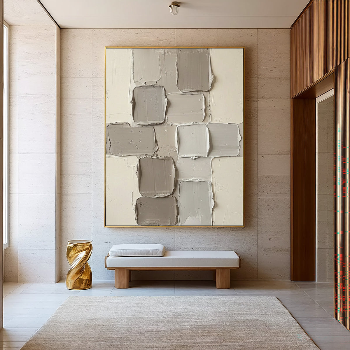 Drifting Forms In Neutral Space Large White Beige Abstract Textured Wall Art Sculptural Relief