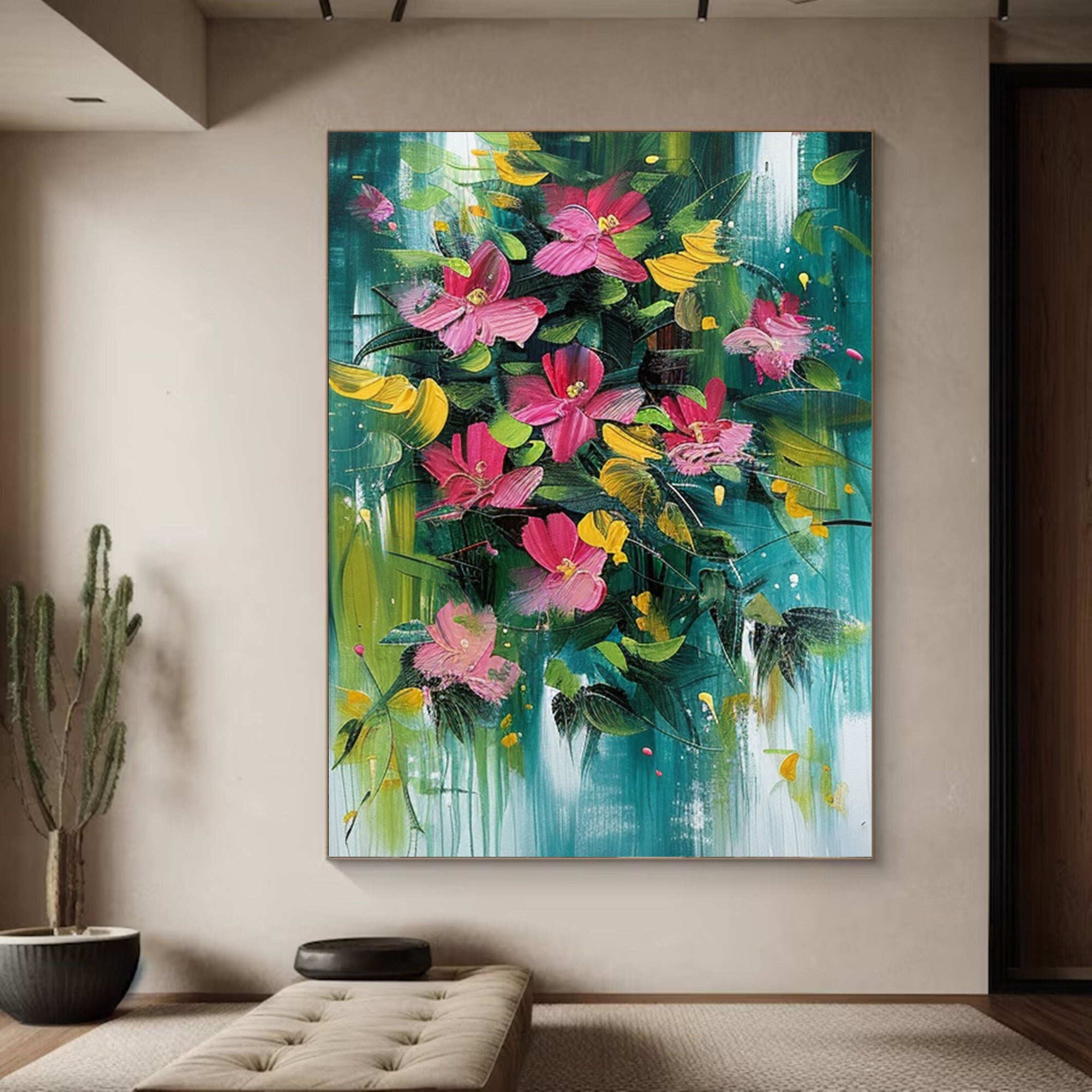 Colorful Abstract Floral Art Bright Wall Decor