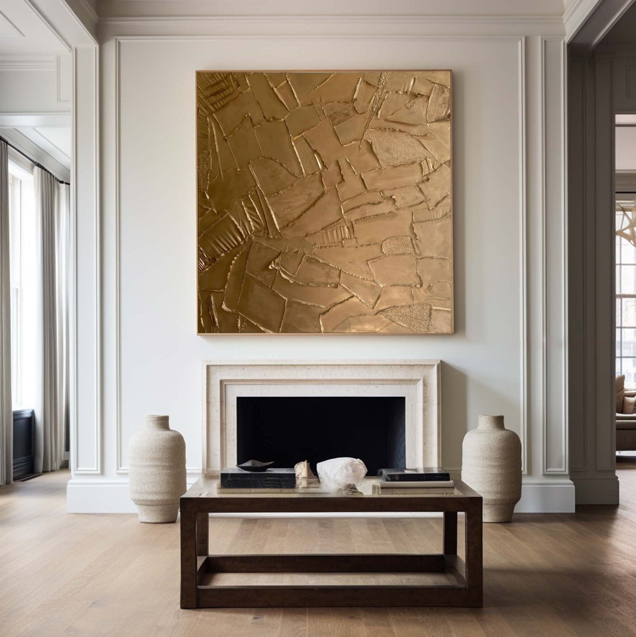 Abstract Gold Elegance Textured Art for Sophisticated Spaces #MM087