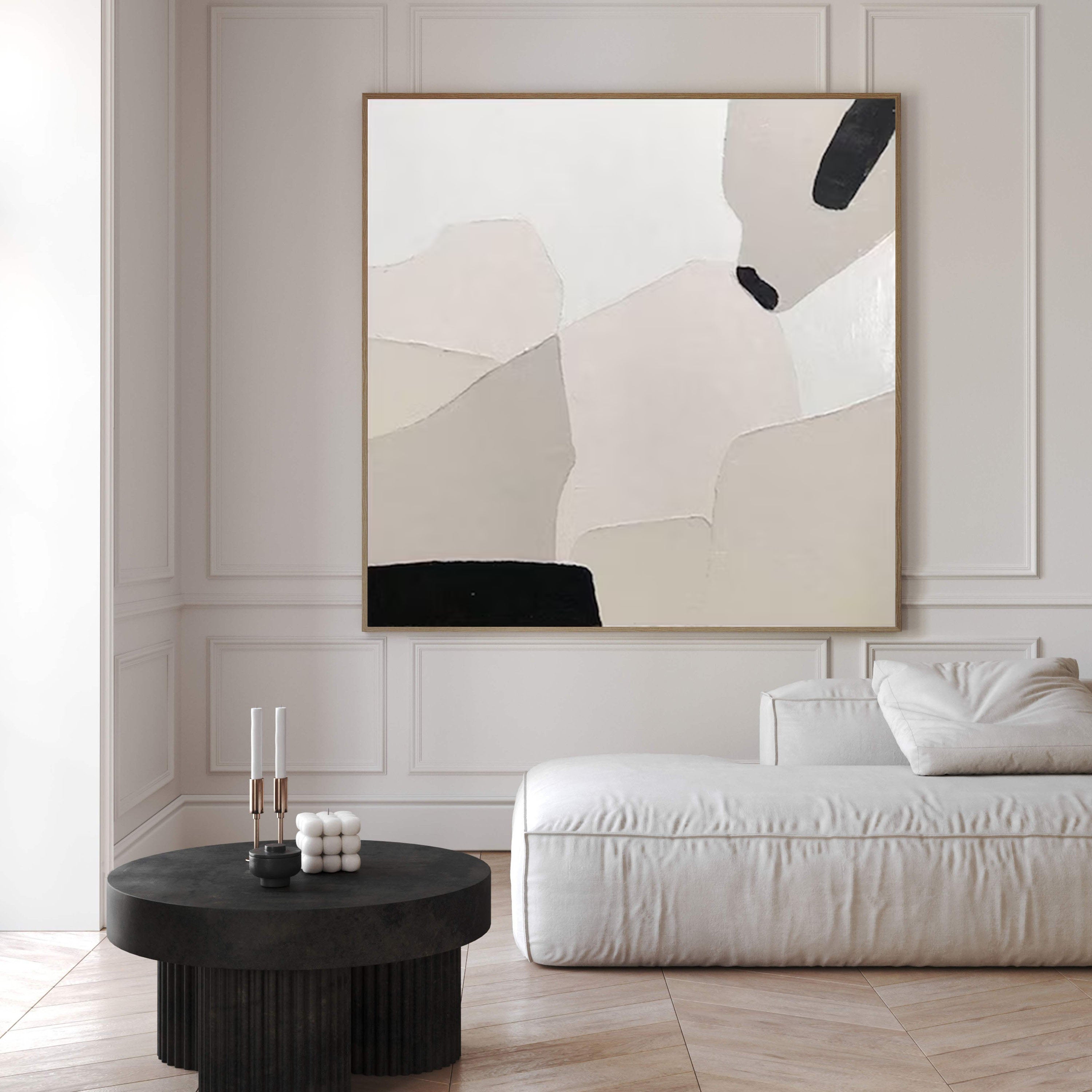 Abstract Canvas with Neutral Beige and Black Tones