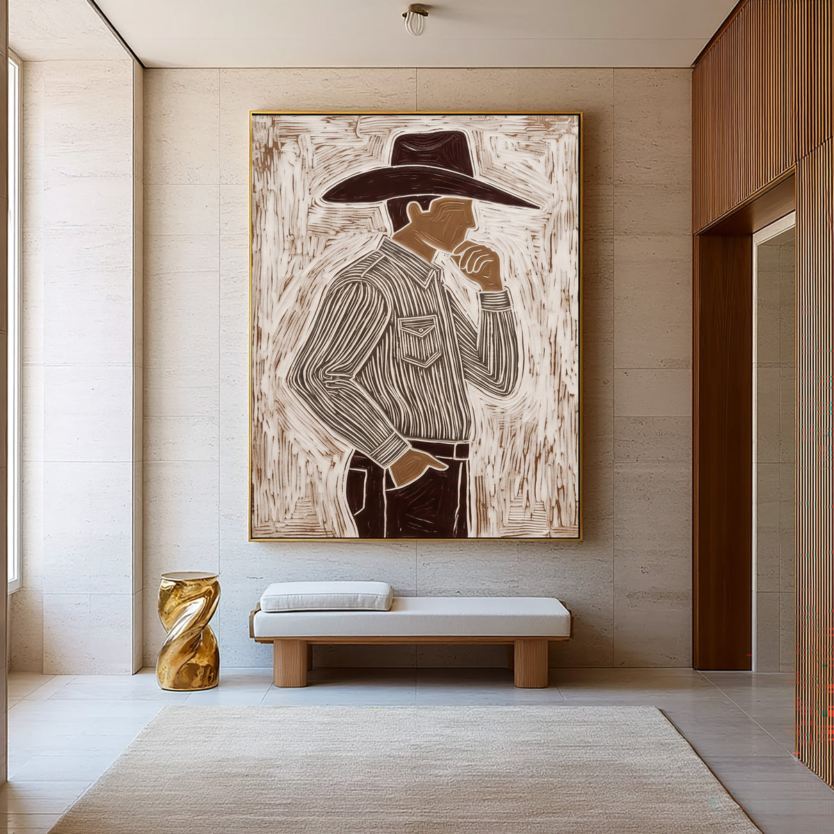 The Confidence of a Cowboy Western Figurative Painting Cowboy Wall Art Hand Painted Artwork